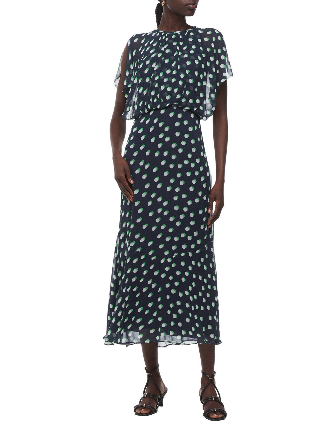 Moon Spot Print Midi Dress