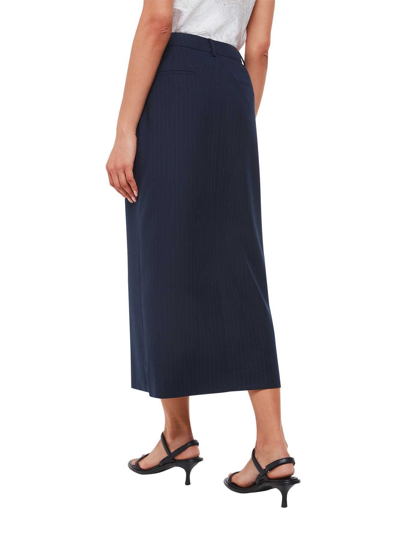 Pinstripe Tailored Midi Skirt