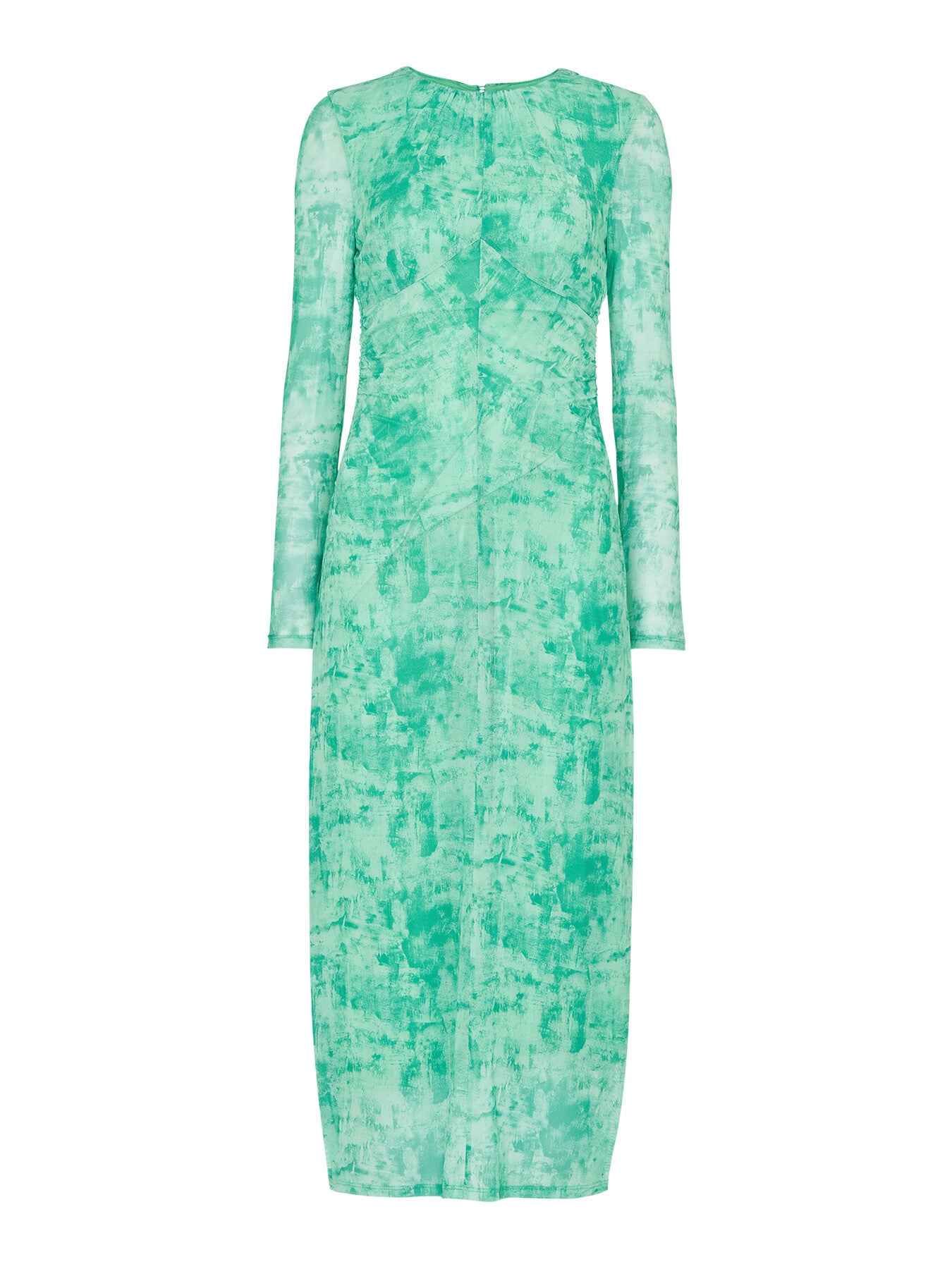 Brushwork Print Mesh Dress