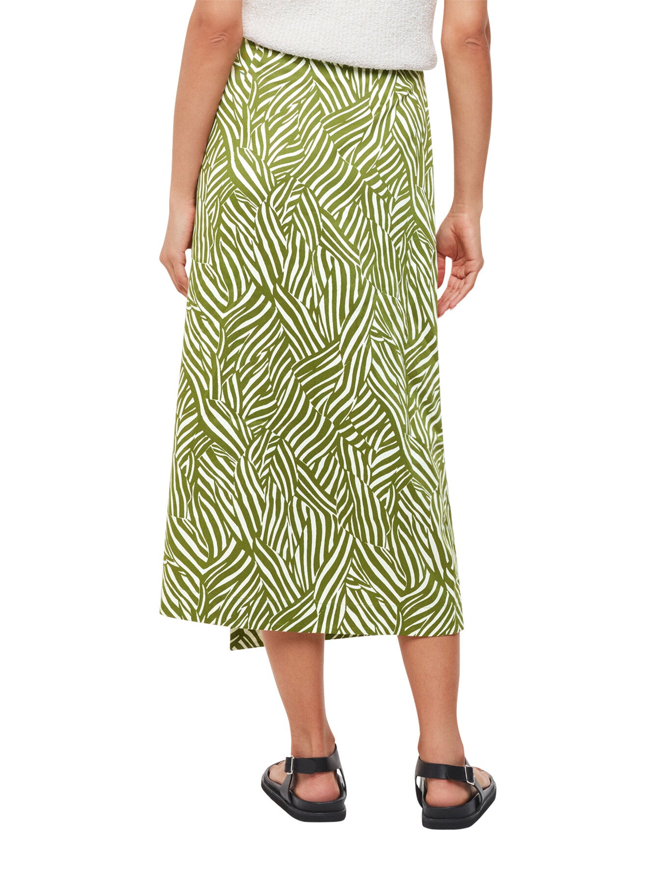 Linear Leaf Wrap Midi Skirt