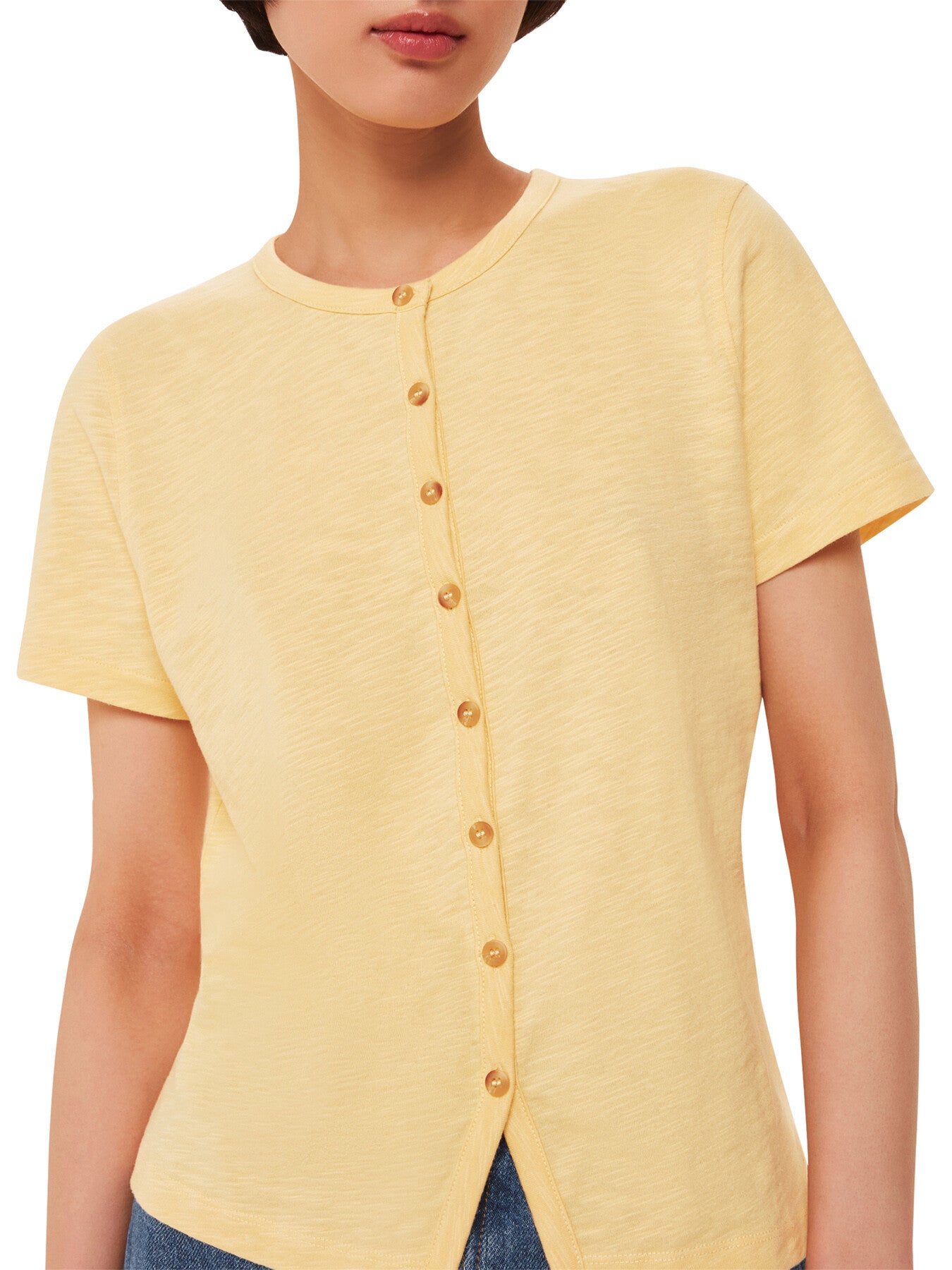 Isla Round Neck Button Tee