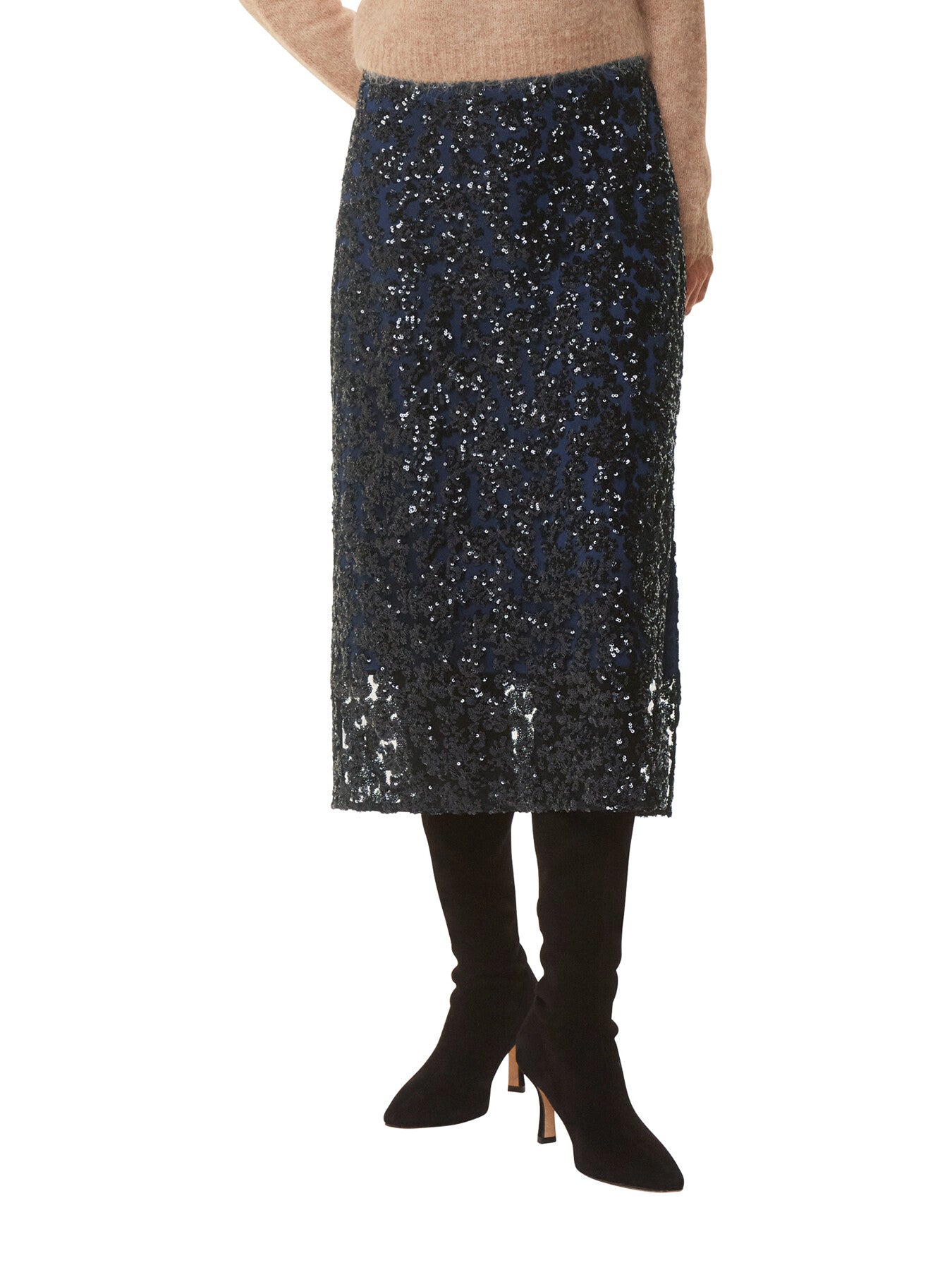 Floral Sequin Midi Skirt