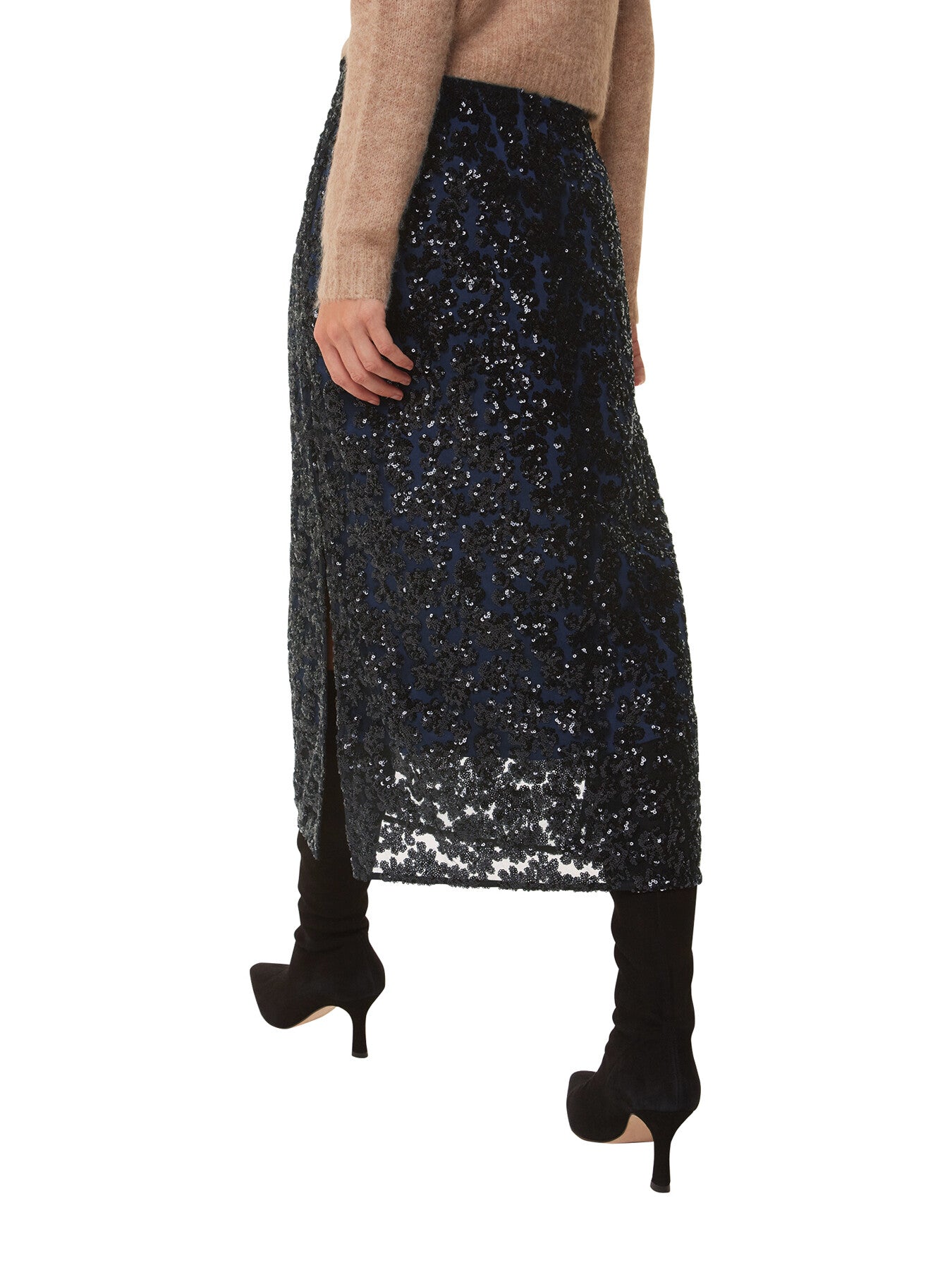 Floral Sequin Midi Skirt