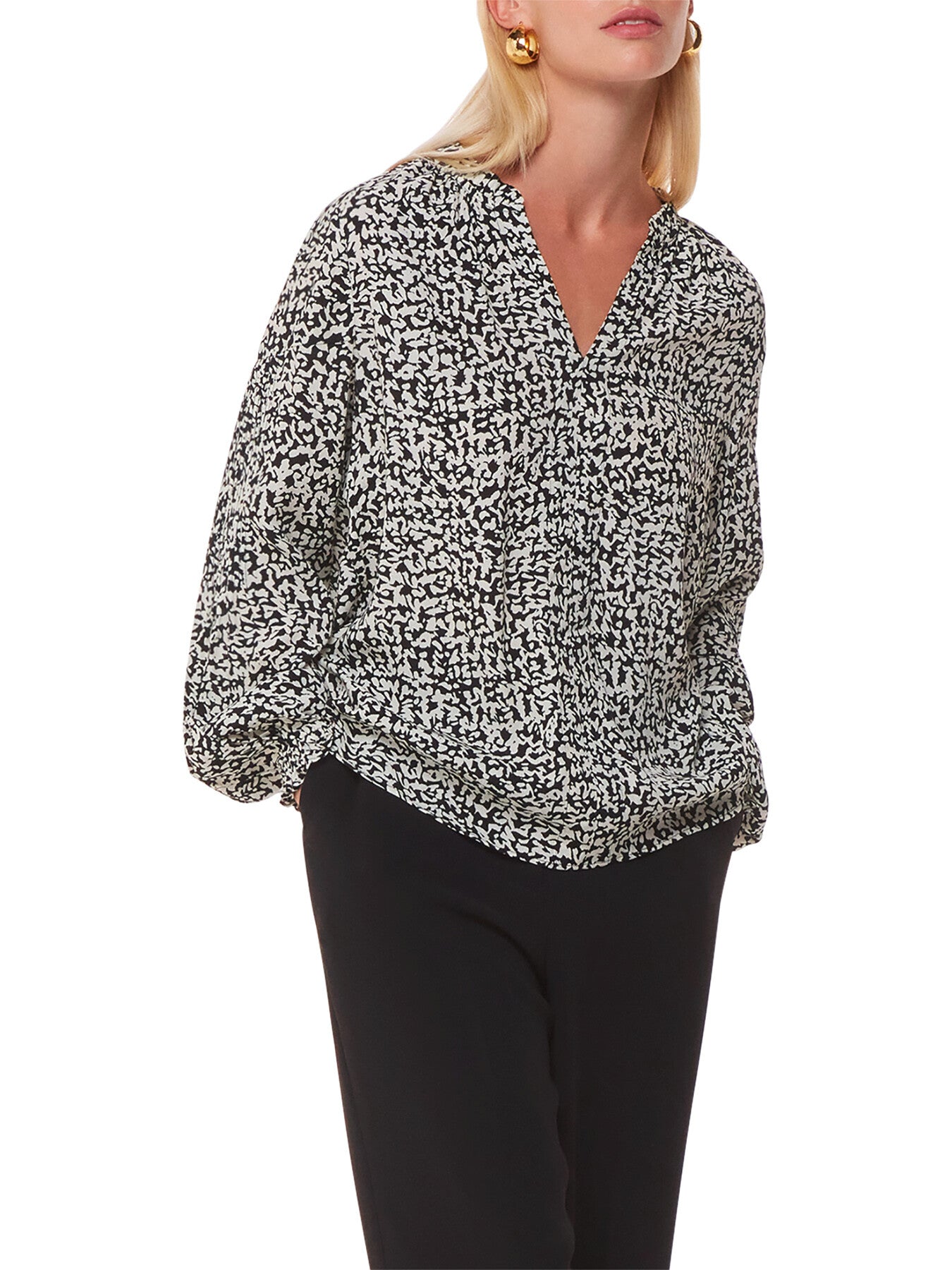 Black/Multi Scribble Print Blouse
