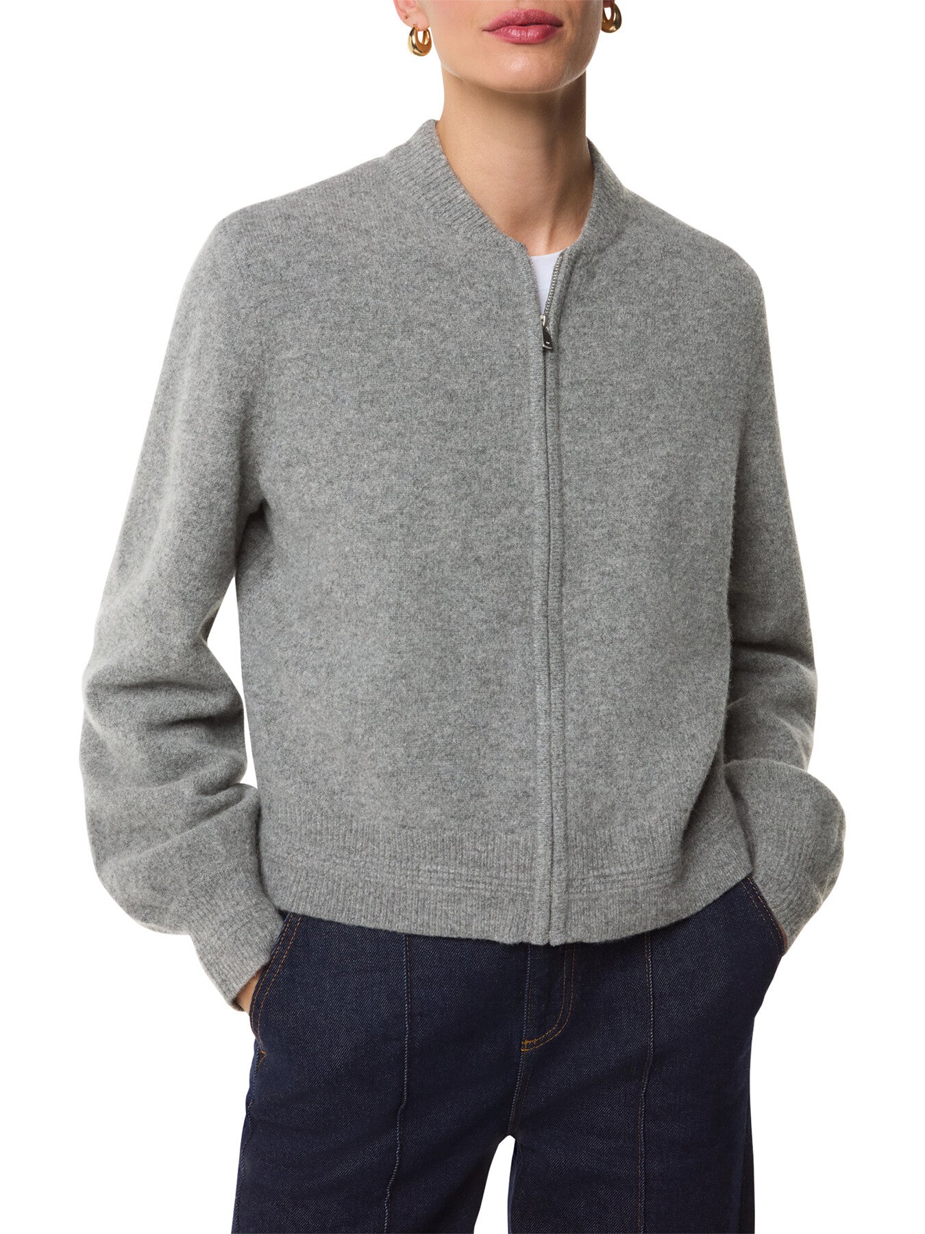 Zip Front Bomber Knit