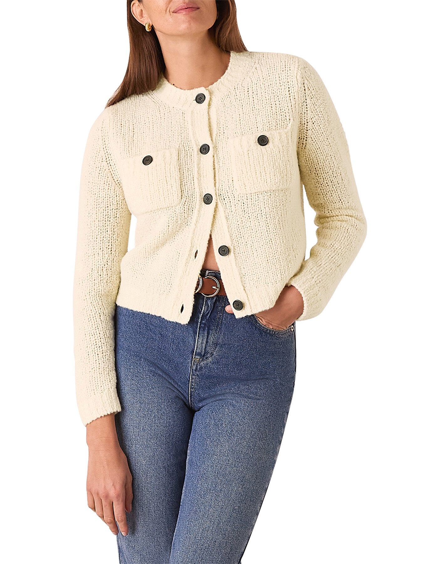 Wool Mix Textured Cardigan