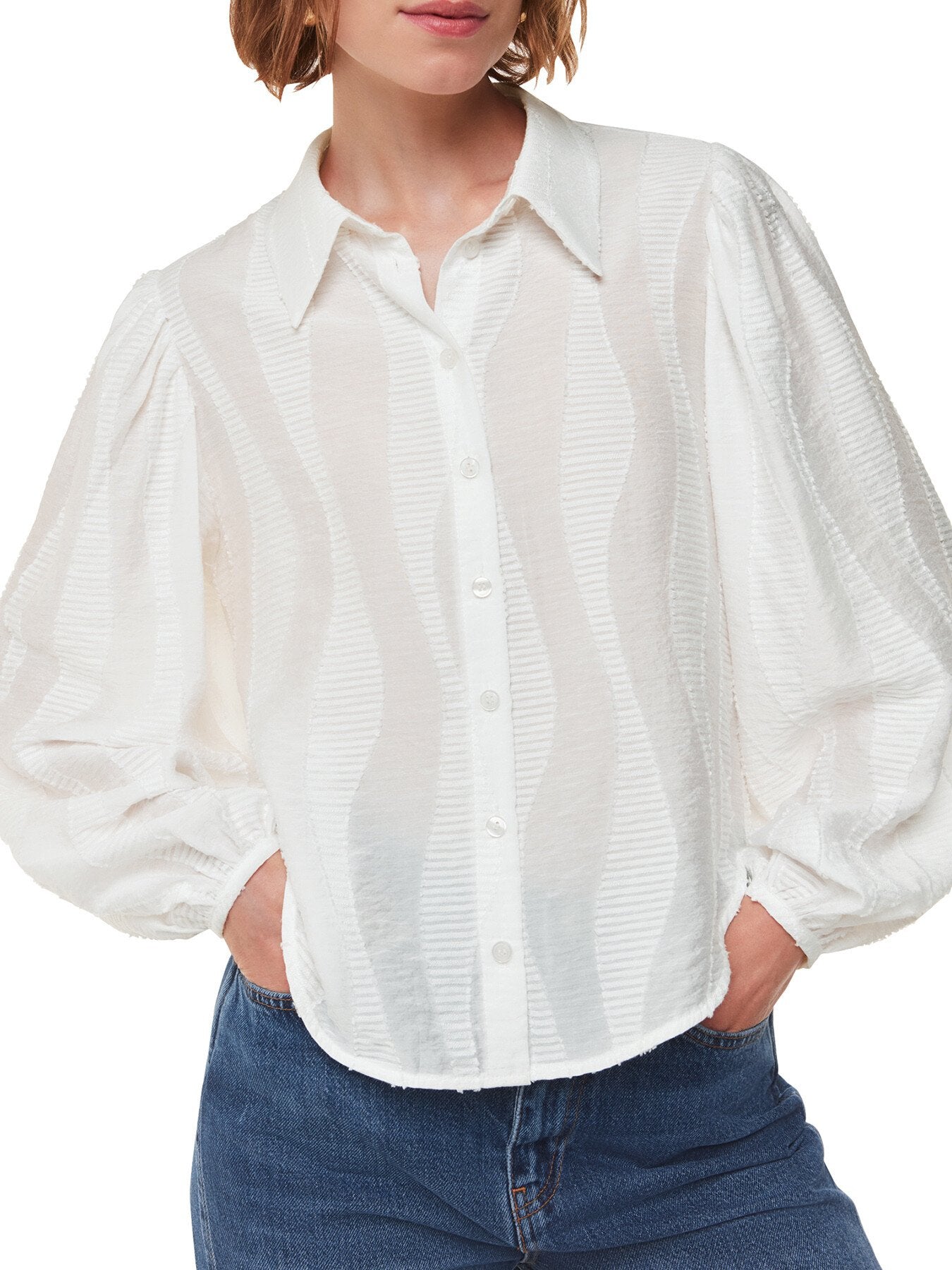 White Hannah Textured Shirt