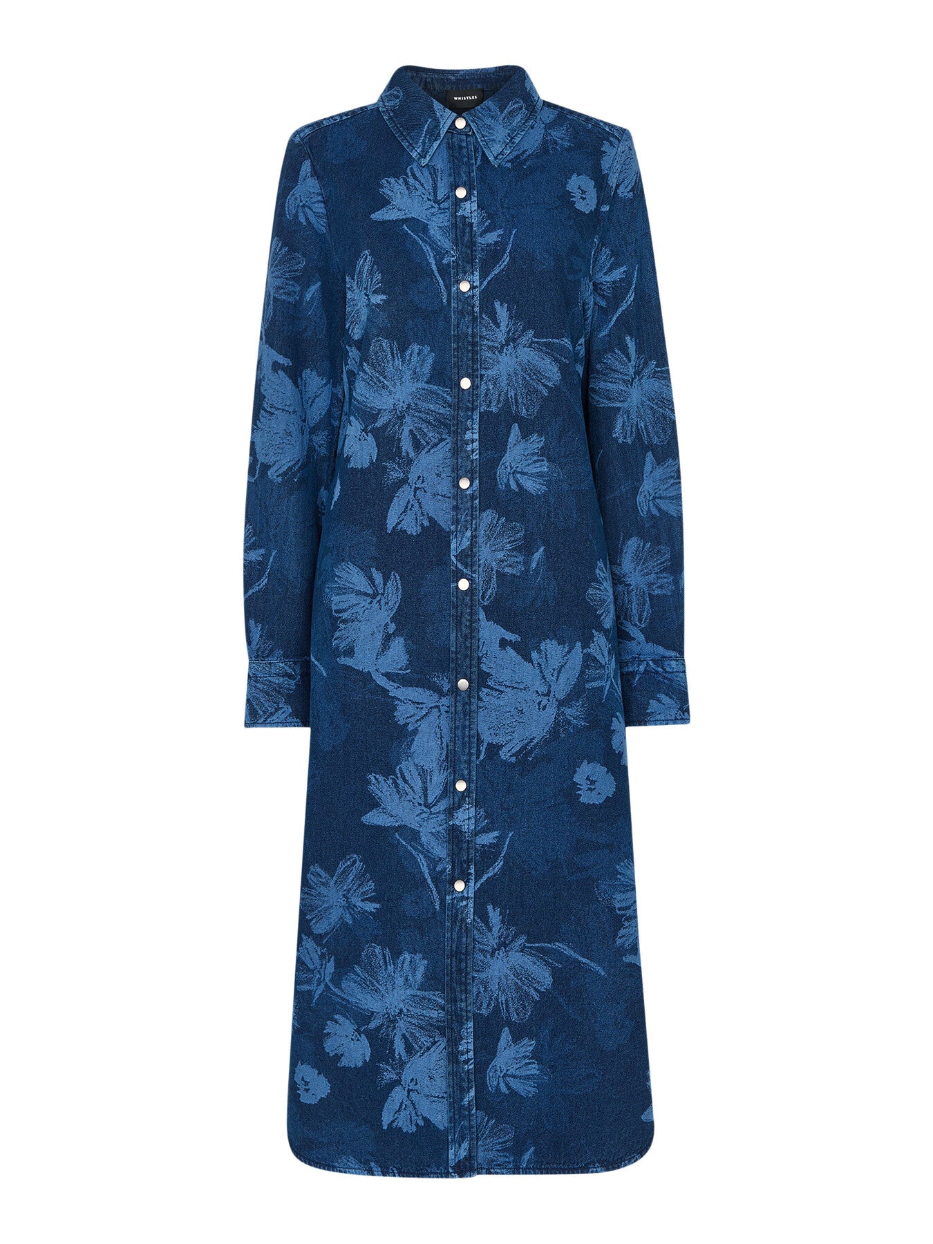 Denim Chalk Print Denim Shirt Dress