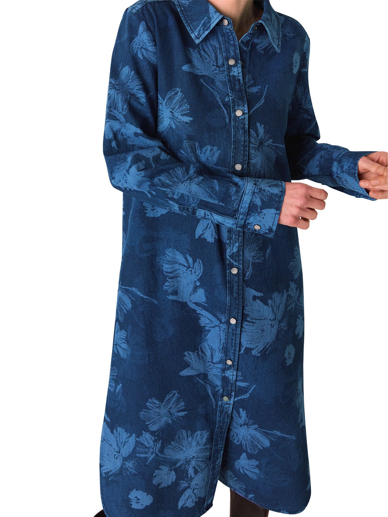 Denim Chalk Print Denim Shirt Dress