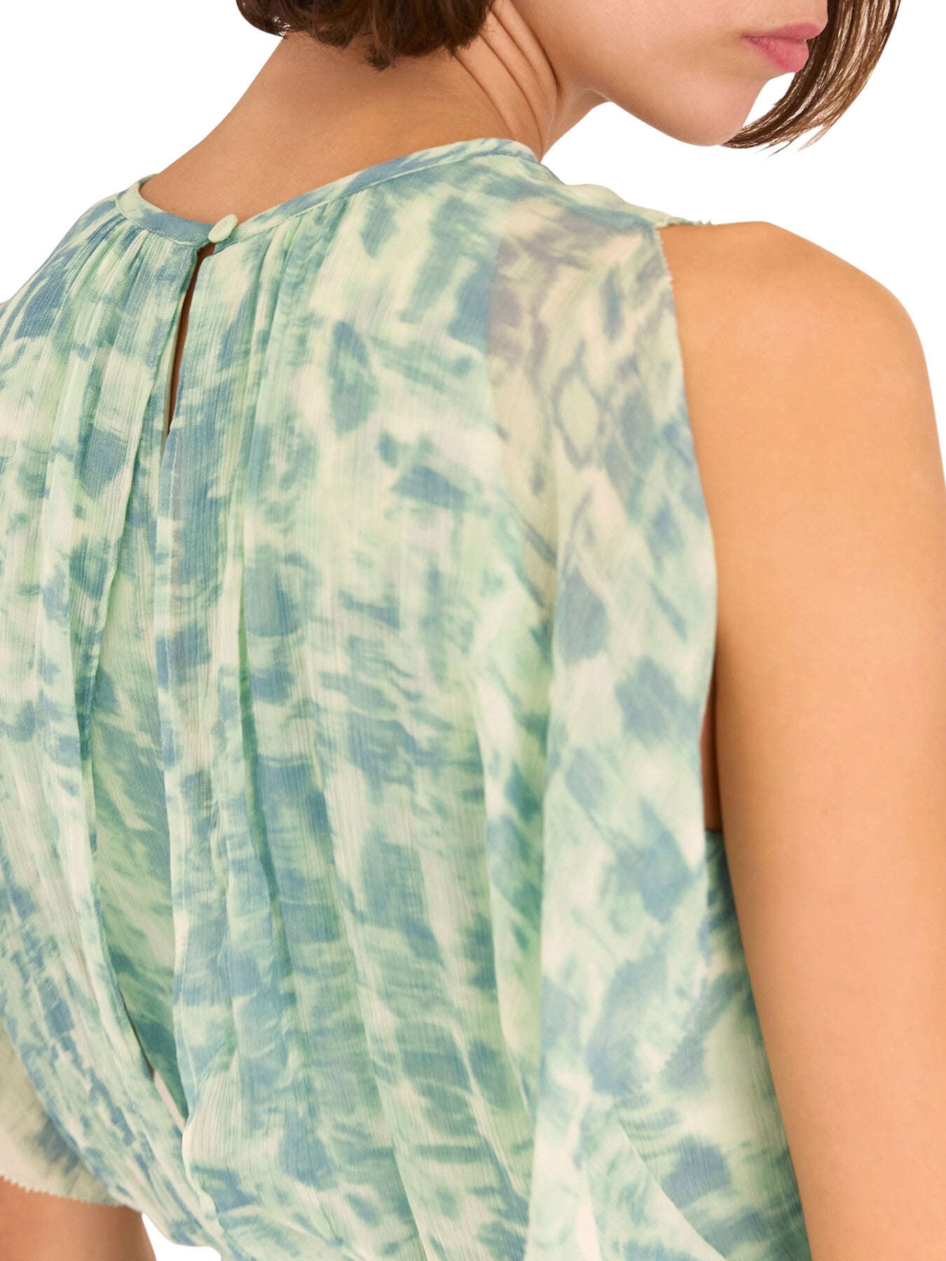 Green/Multi Dashed Brush Marks Midi Dress
