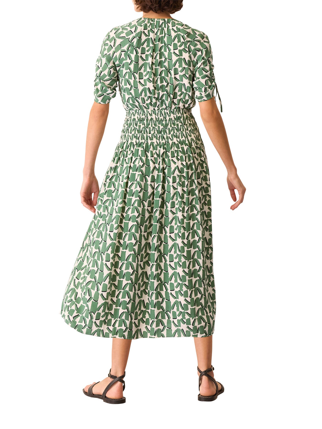 Ivory/Multi Abstract Squares Midi Dress