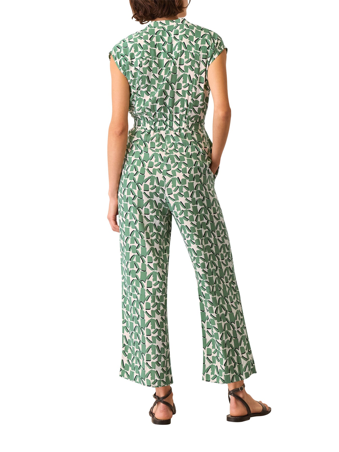 Ivory/Multi Abstract Squares Jumpsuit