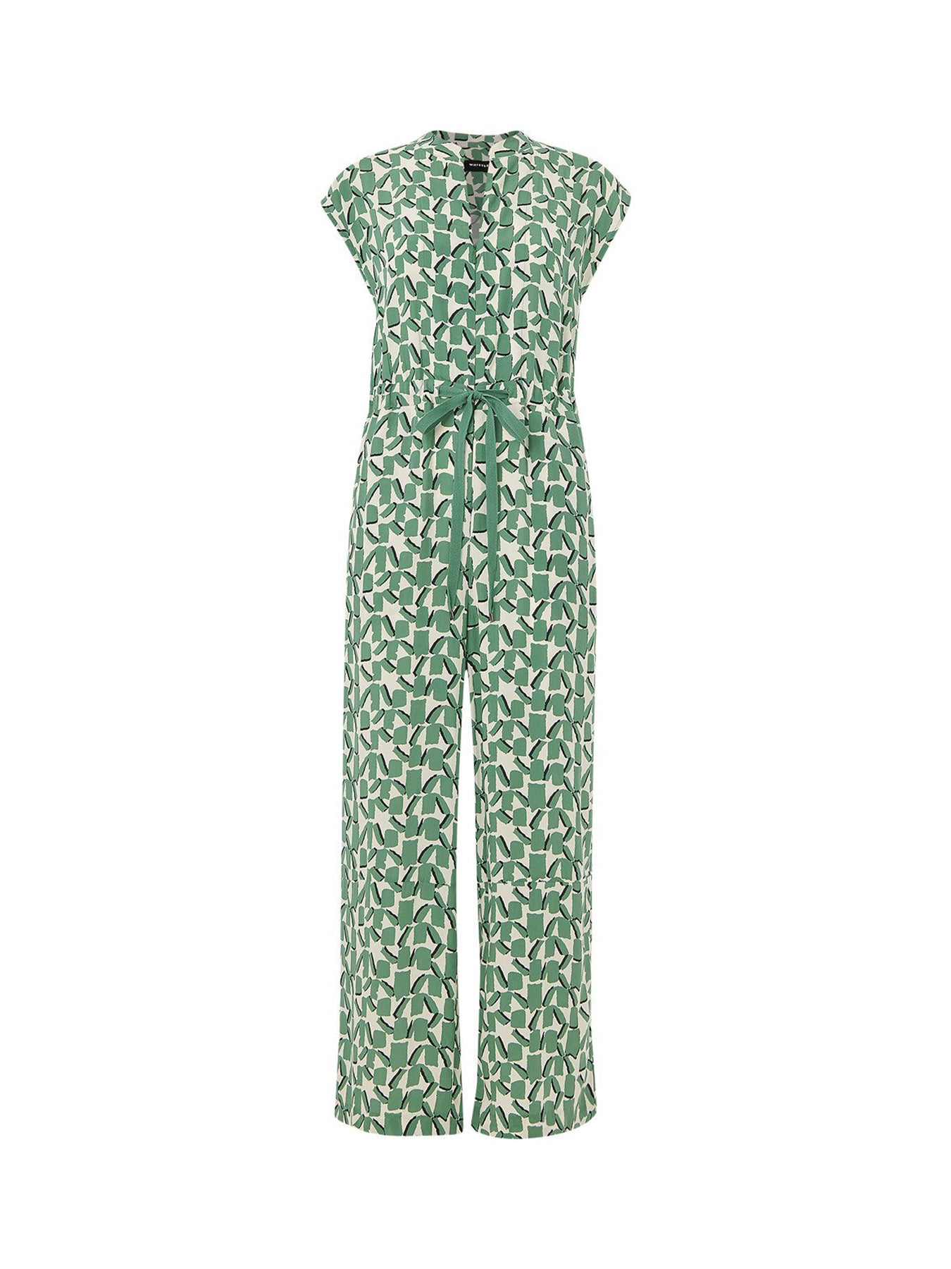 Ivory/Multi Abstract Squares Jumpsuit