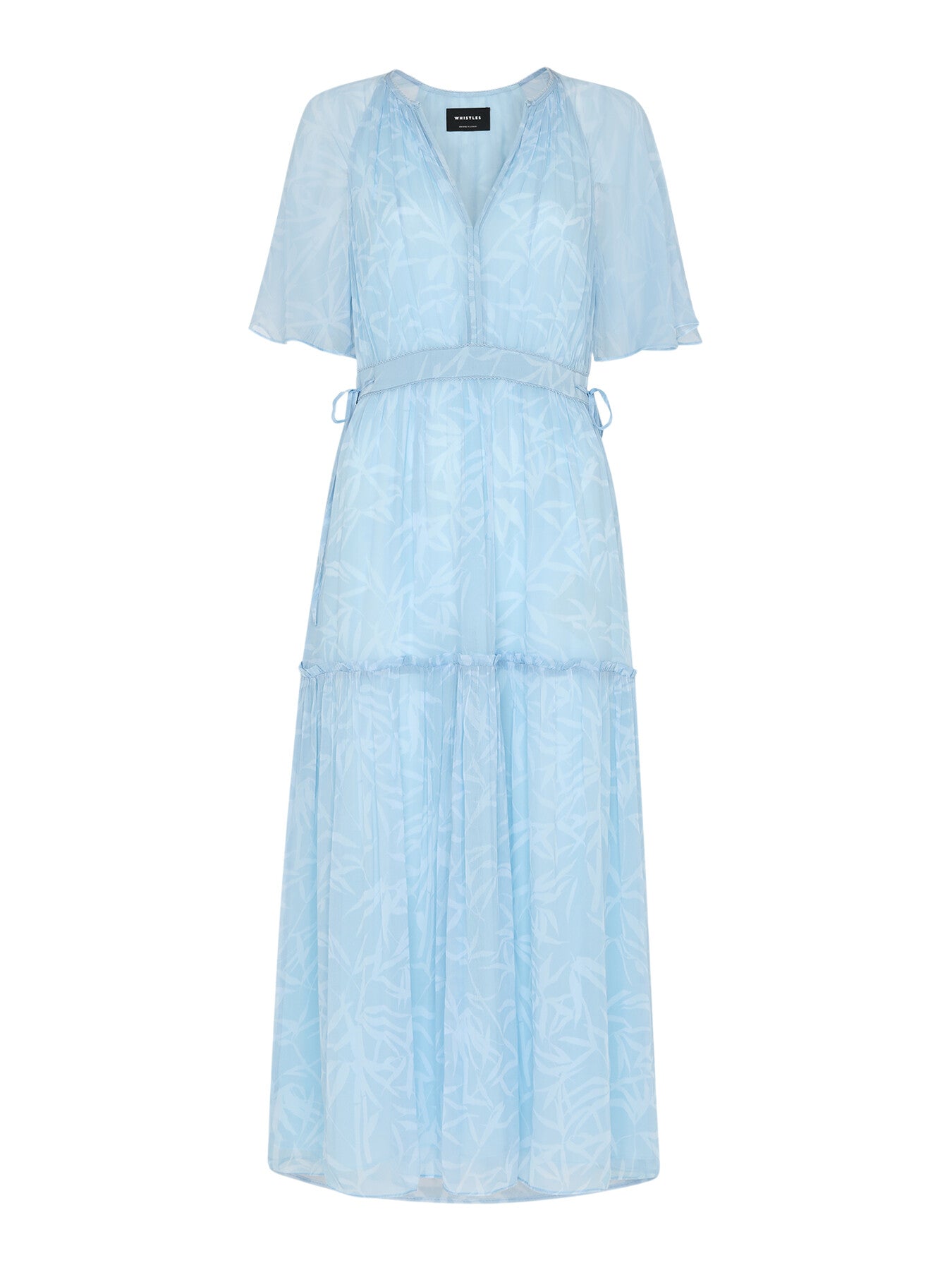 Blue/Multi Bamboo Leaves Gathered Dress