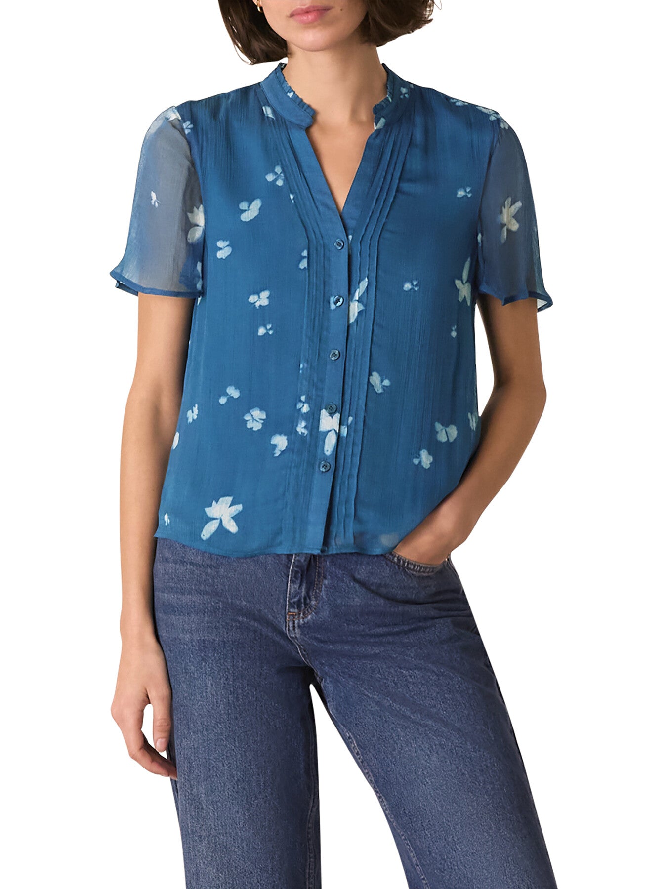 Blue/Multi Sun Bleached Floral Blouse