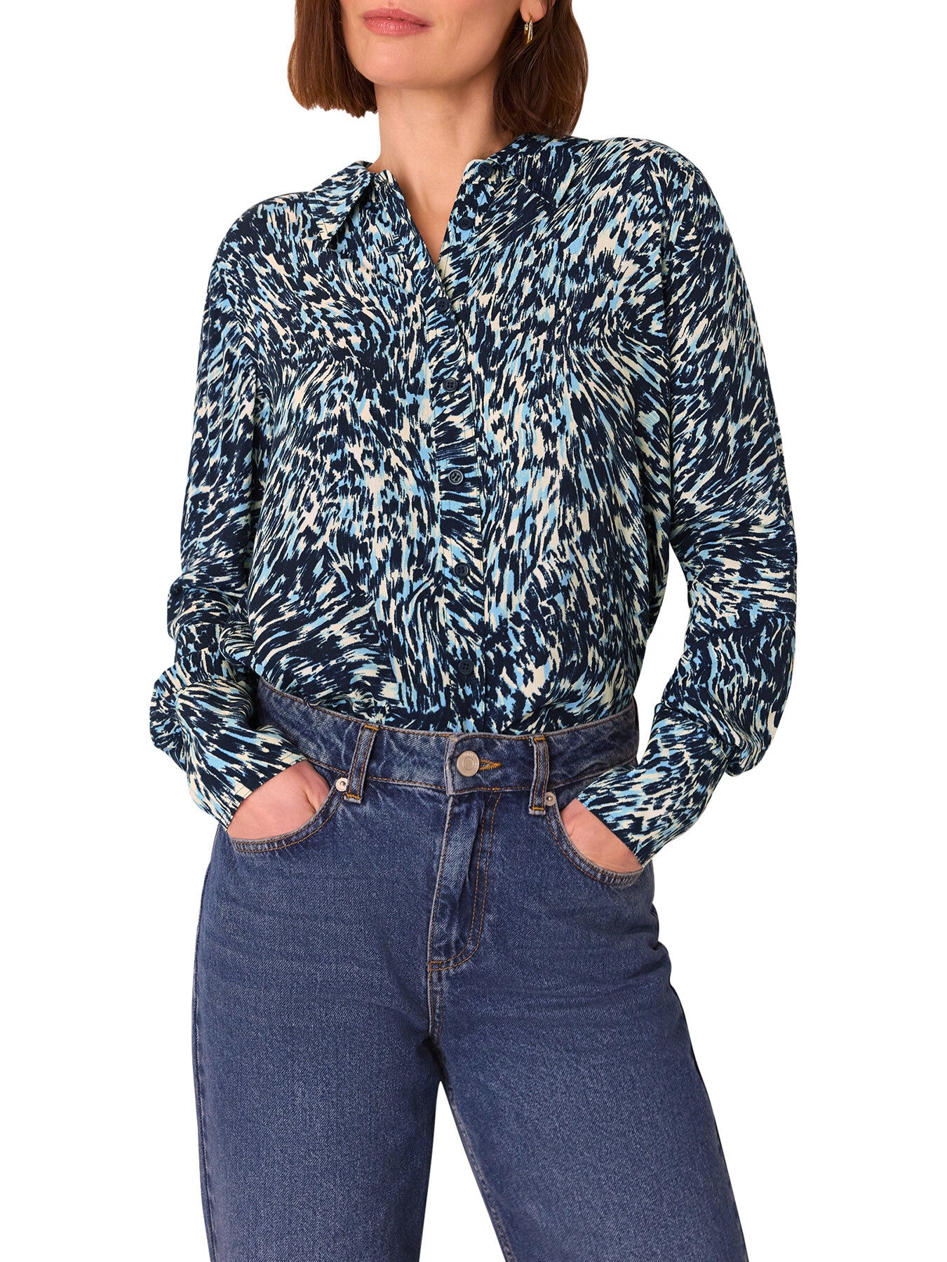 Blue/Multi Leopard Swirl Print Shirt