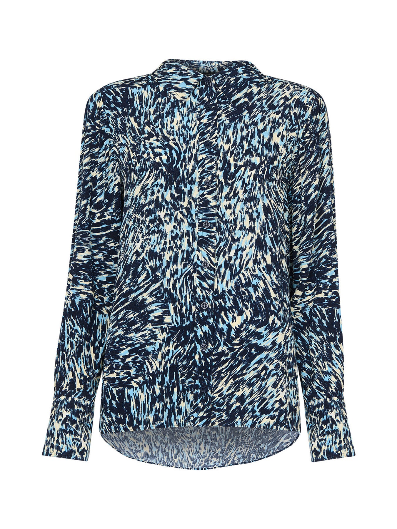 Blue/Multi Leopard Swirl Print Shirt