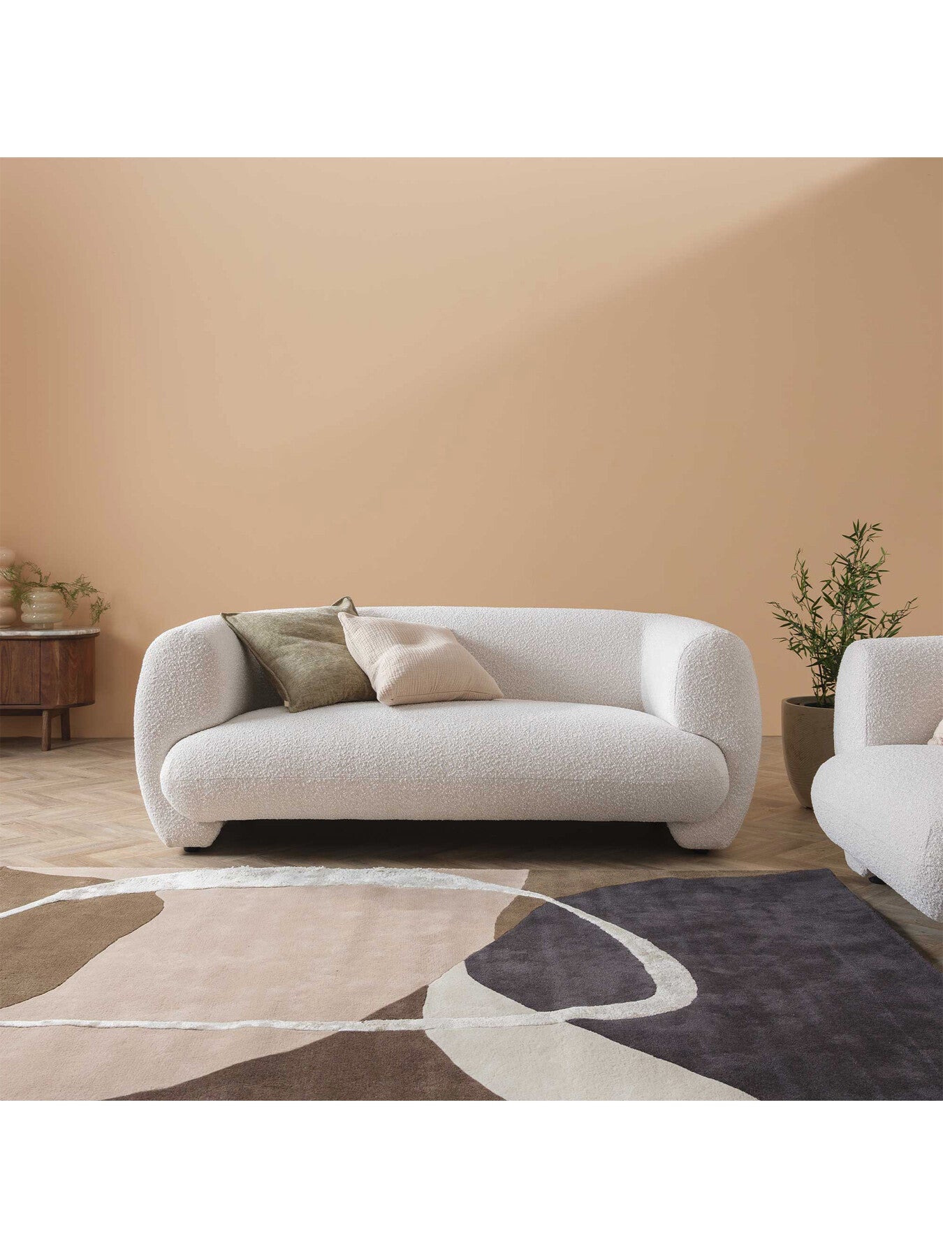 Neutral Edmonia Cream Boucle 2 Seater Loveseat