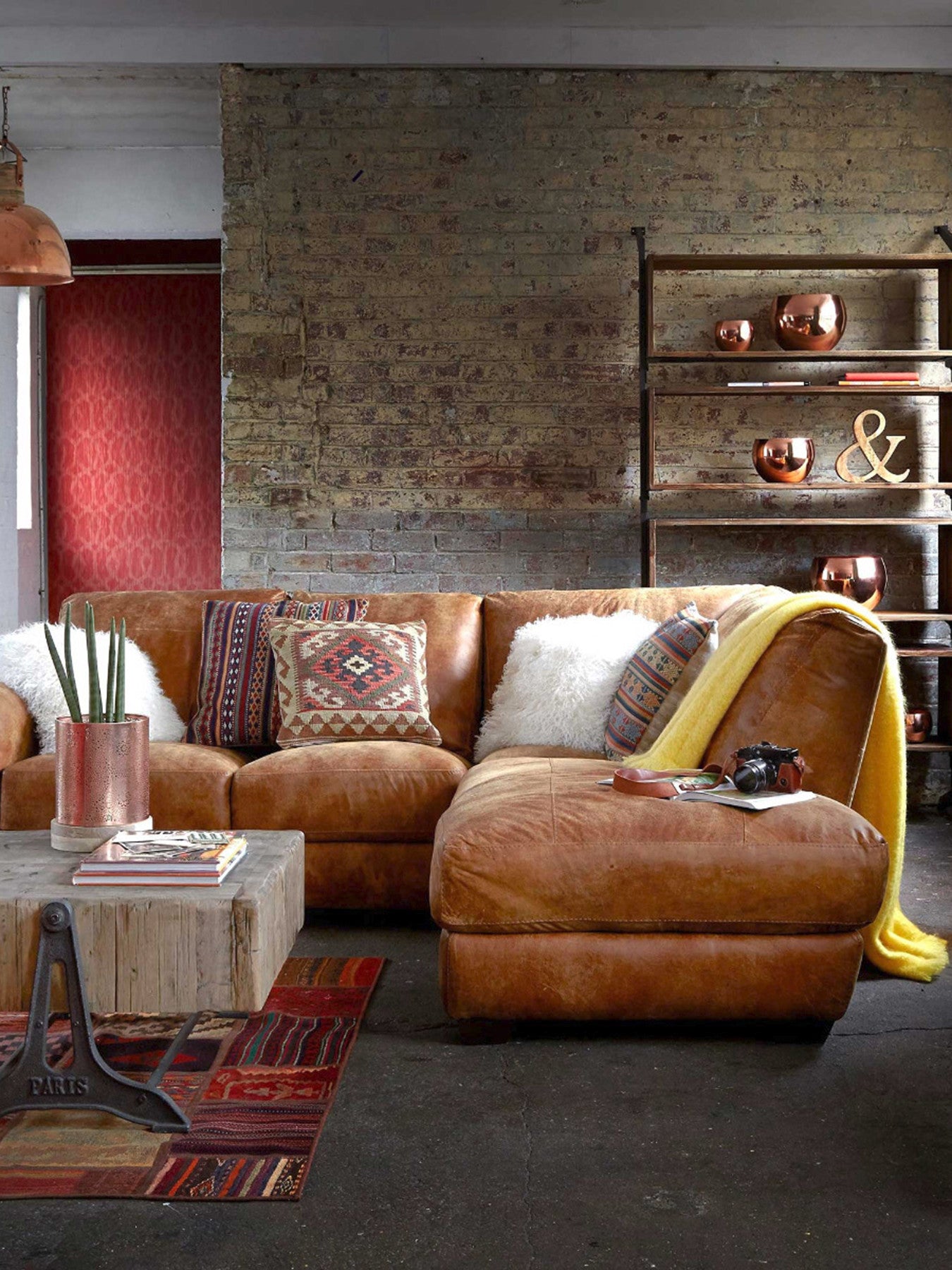 New Houston Right Hand Facing Leather Chaise Sofa