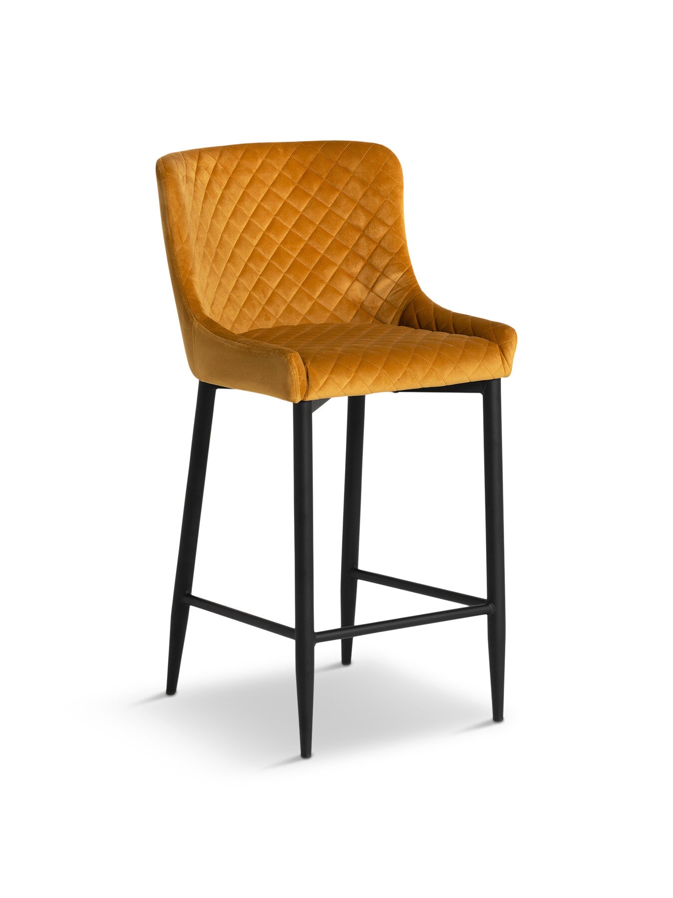 Yellow Rivington Golden Velvet Quilted Counter Stool