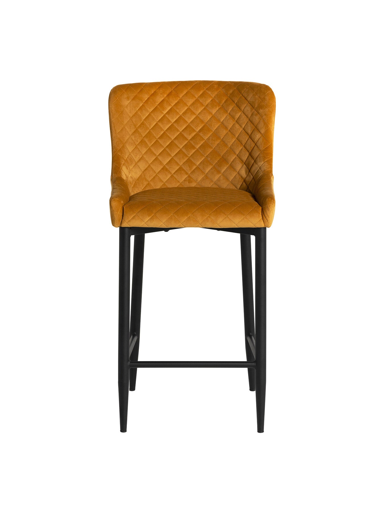 Yellow Rivington Golden Velvet Quilted Counter Stool
