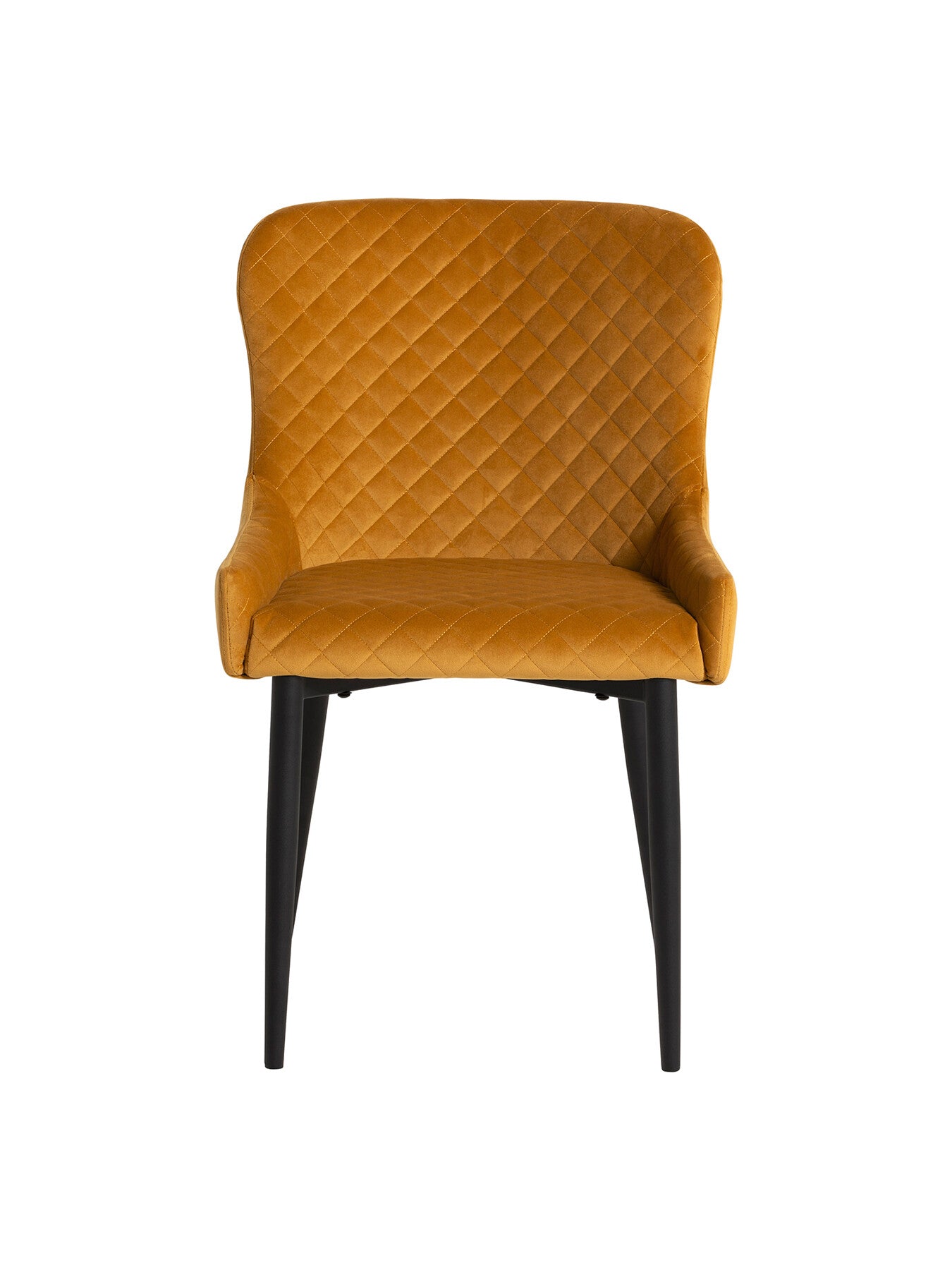 Yellow Rivington Golden Velvet Quilted Dining Chair