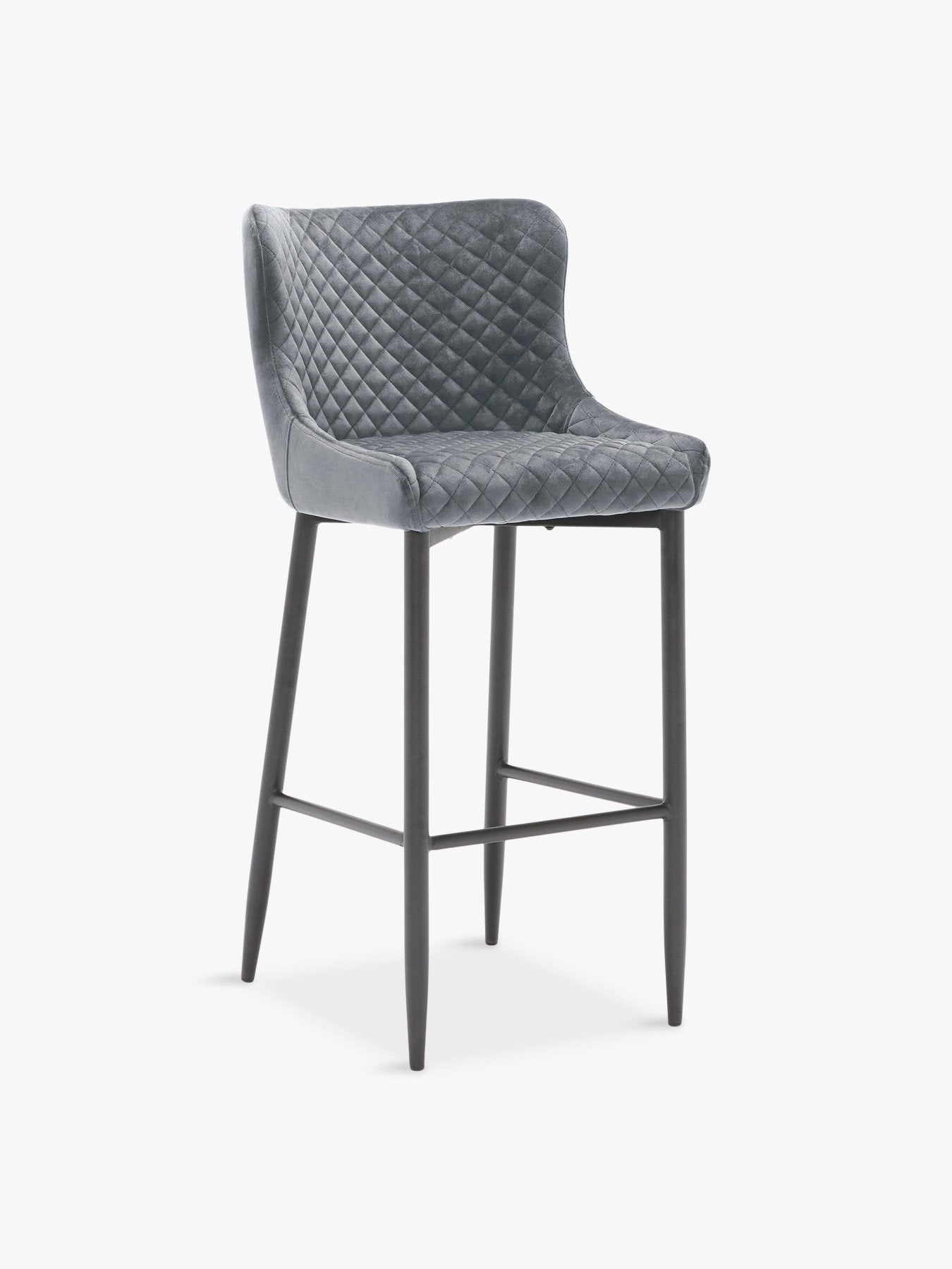Dark Grey Velvet Rivington Fabric Bar Stool