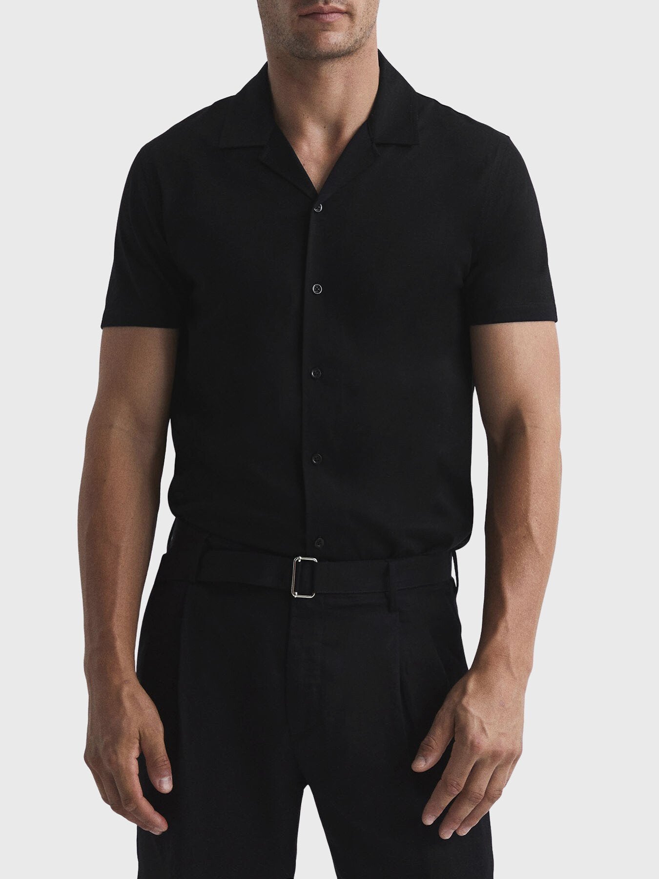 Caspa Mercerised Jersey Cuban Collar Shirt