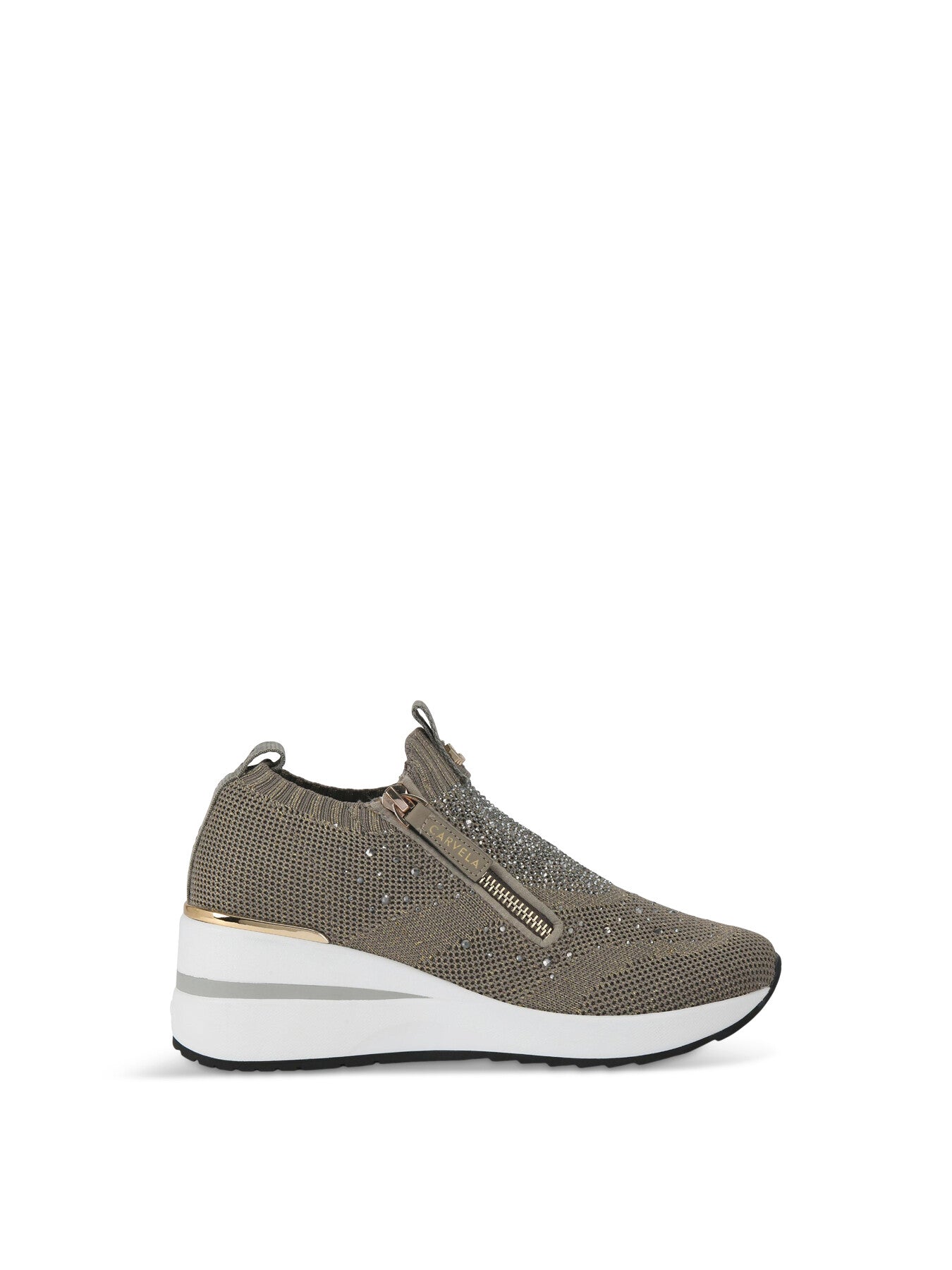 High Rise Zip Knit Trainers Bronze