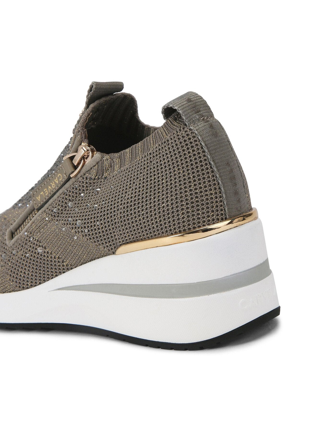 High Rise Zip Knit Trainers Bronze
