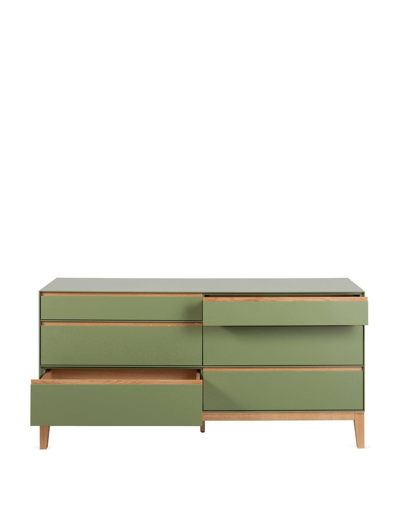 Lars 6 Drawer Dresser Wide Olive and Oak