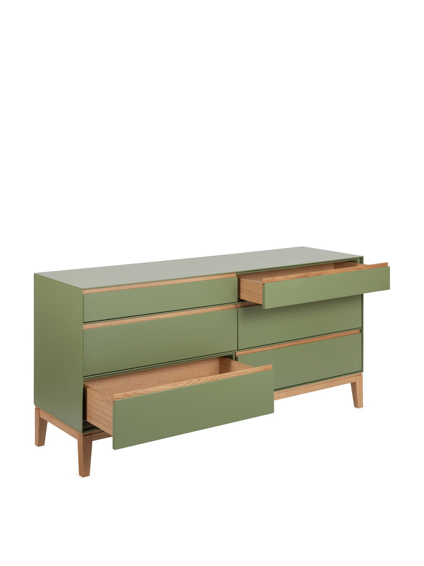 Lars 6 Drawer Dresser Wide Olive and Oak