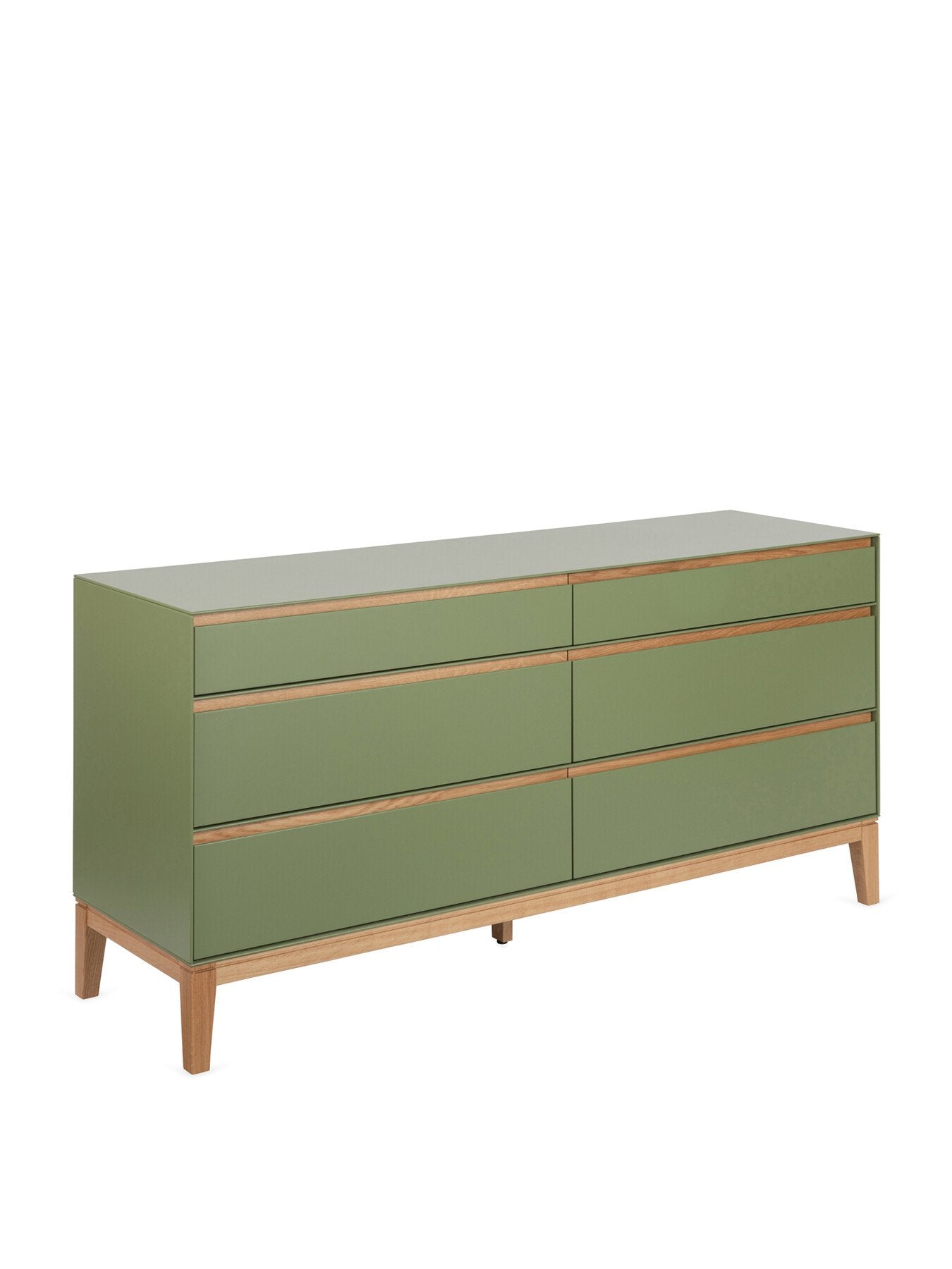 Lars 6 Drawer Dresser Wide Olive and Oak