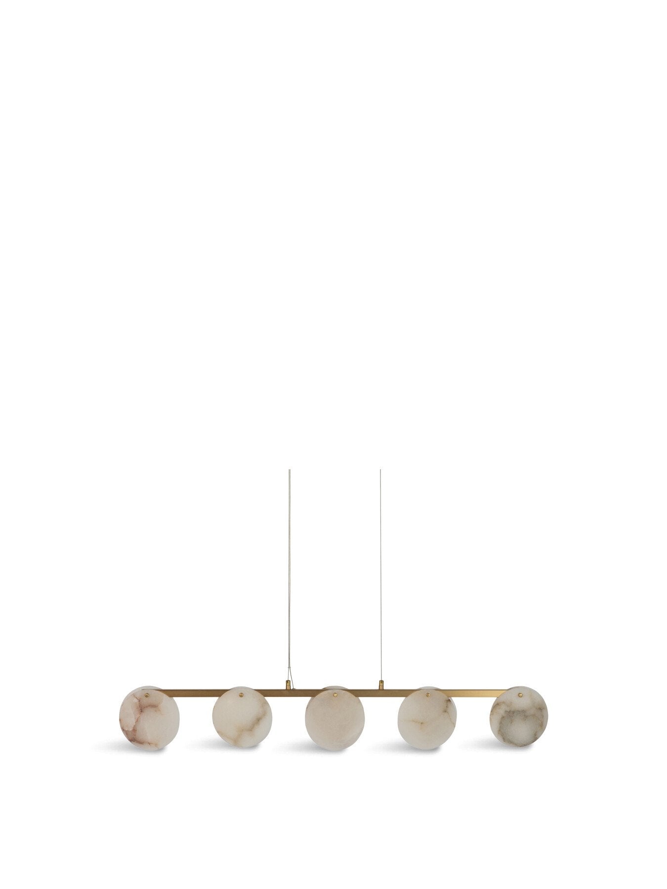 Ebro Alabaster Long 5 Light Pendant Brushed Gold