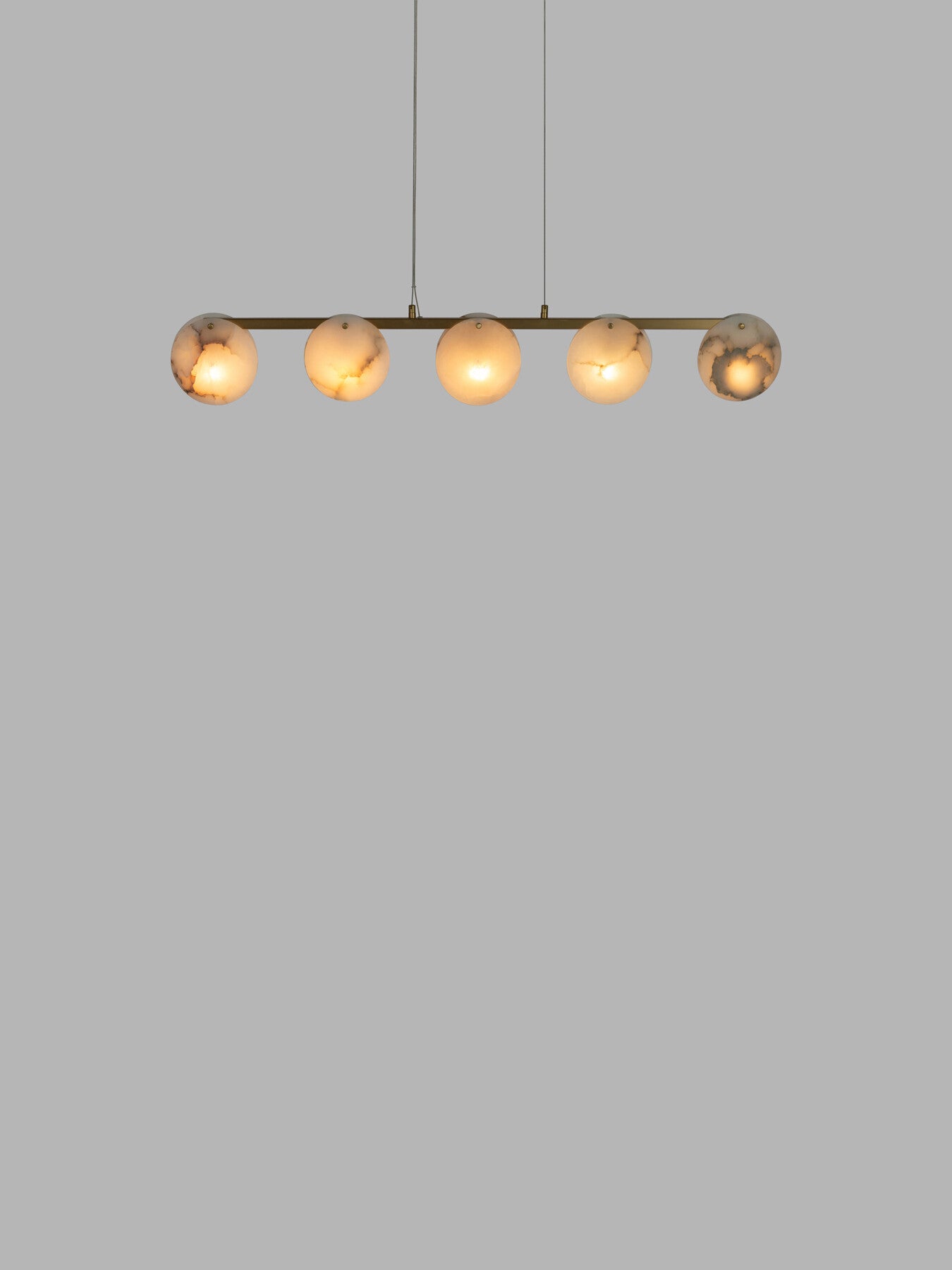 Ebro Alabaster Long 5 Light Pendant Brushed Gold