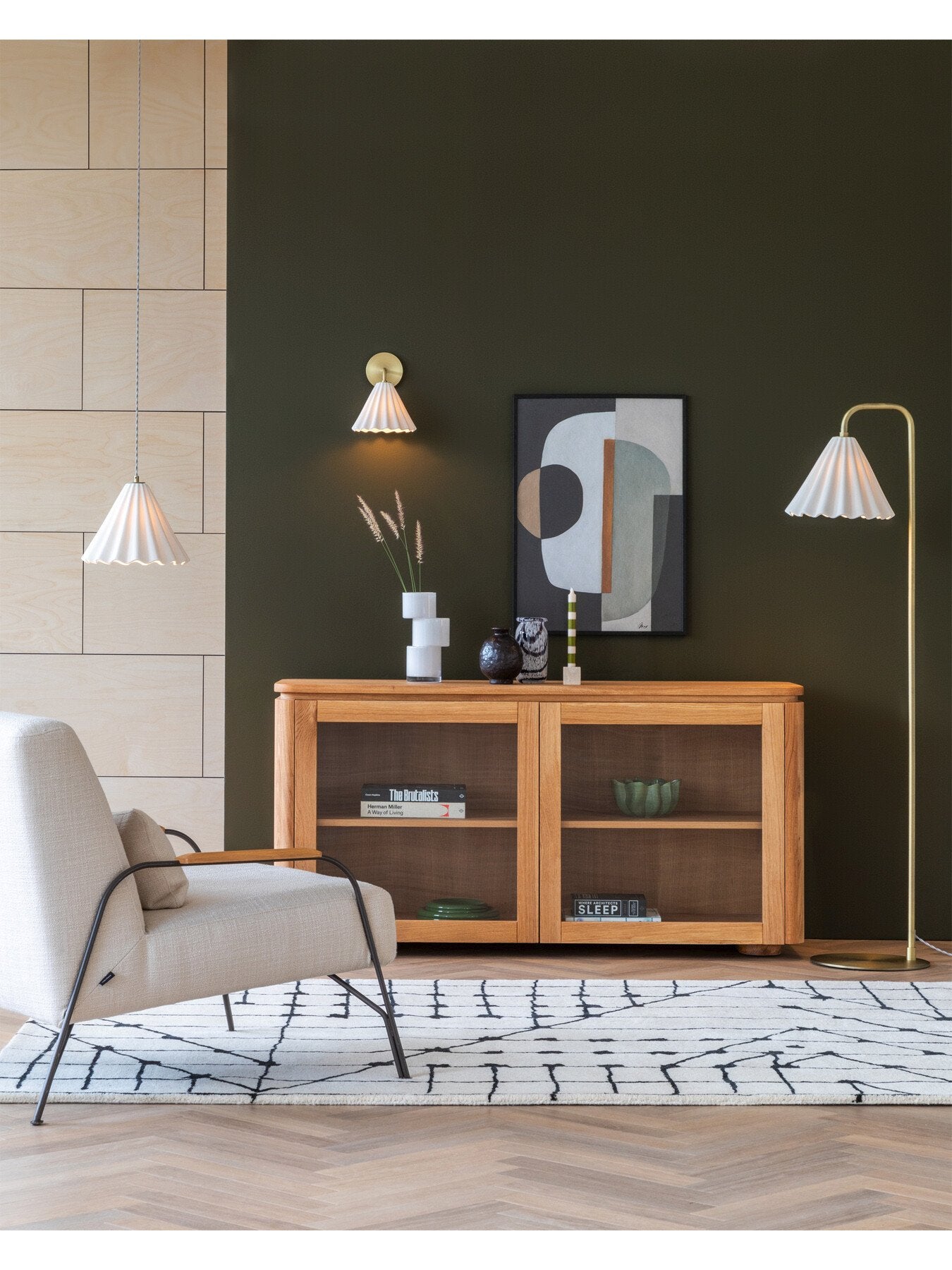 Monroe Porcelain Wall Light White/Brushed Gold