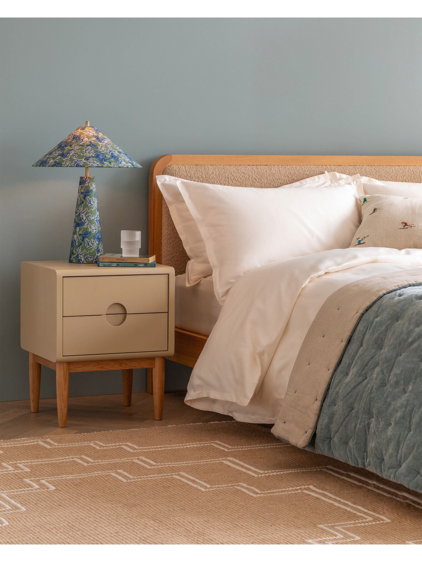 Two Tone Quilt Blue & Natural 240 x 260cm