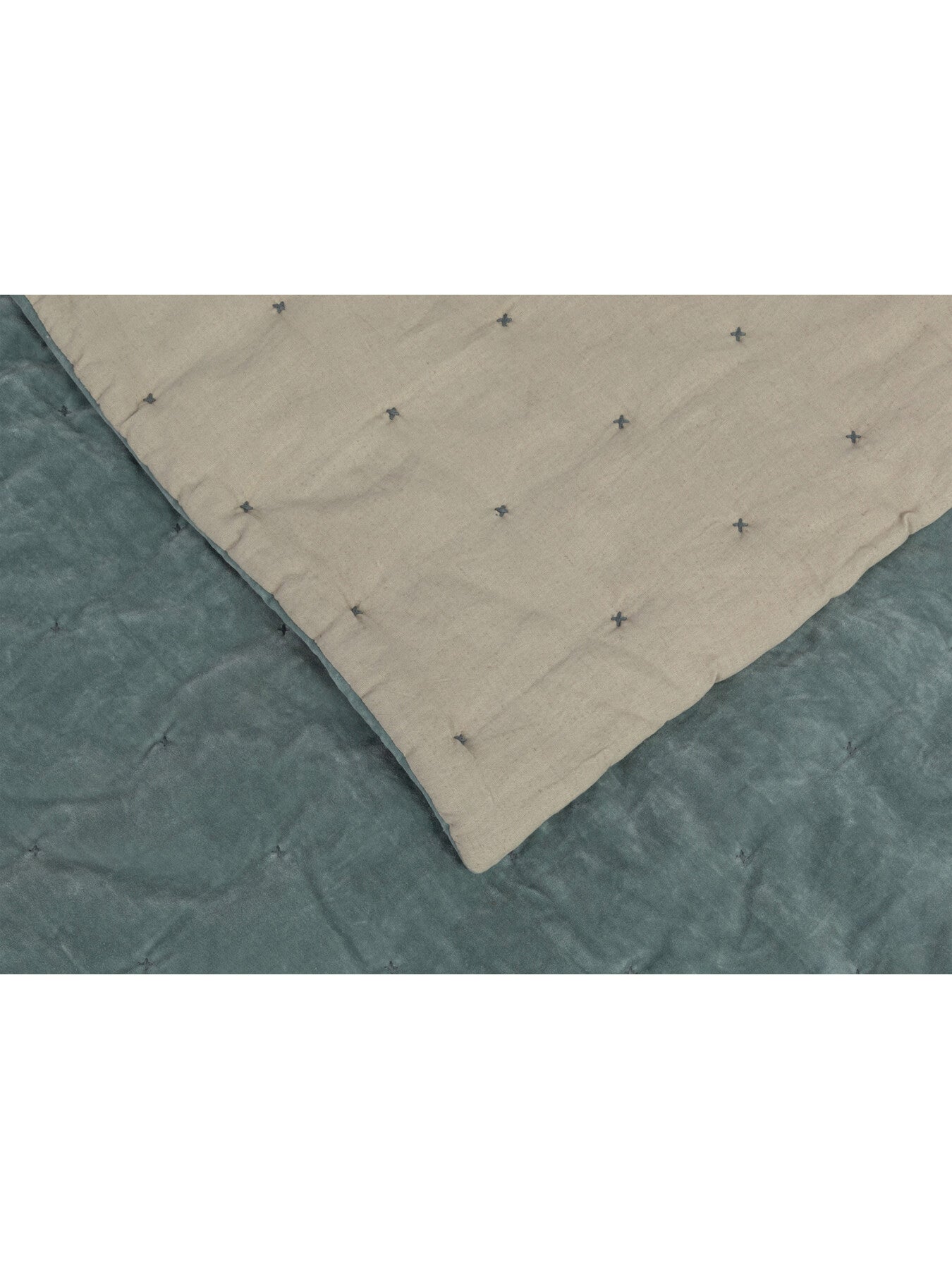 Two Tone Quilt Blue & Natural 240 x 260cm