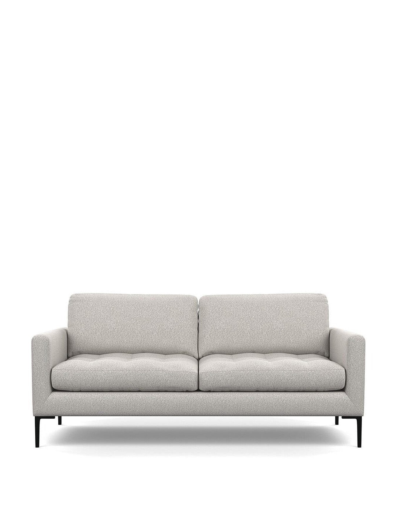 Eton Footstool Chunky Boucle Ecru Black Feet