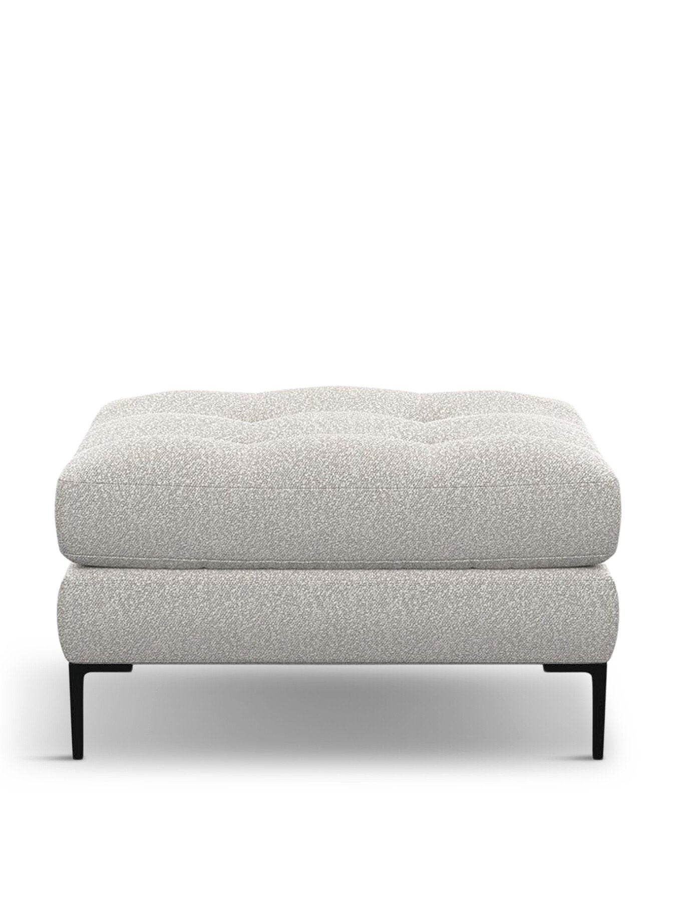 Eton Footstool Chunky Boucle Ecru Black Feet