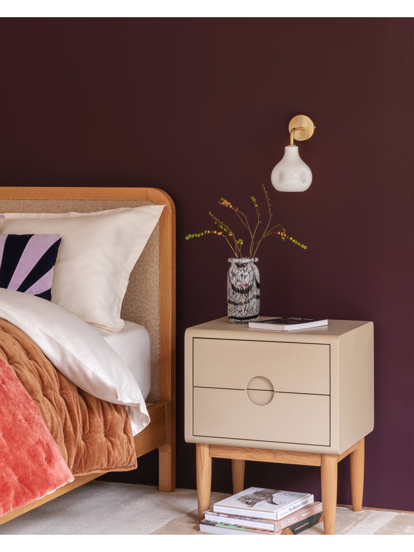 Amira 2 Drawer Bedside Table Painted Oatmeal