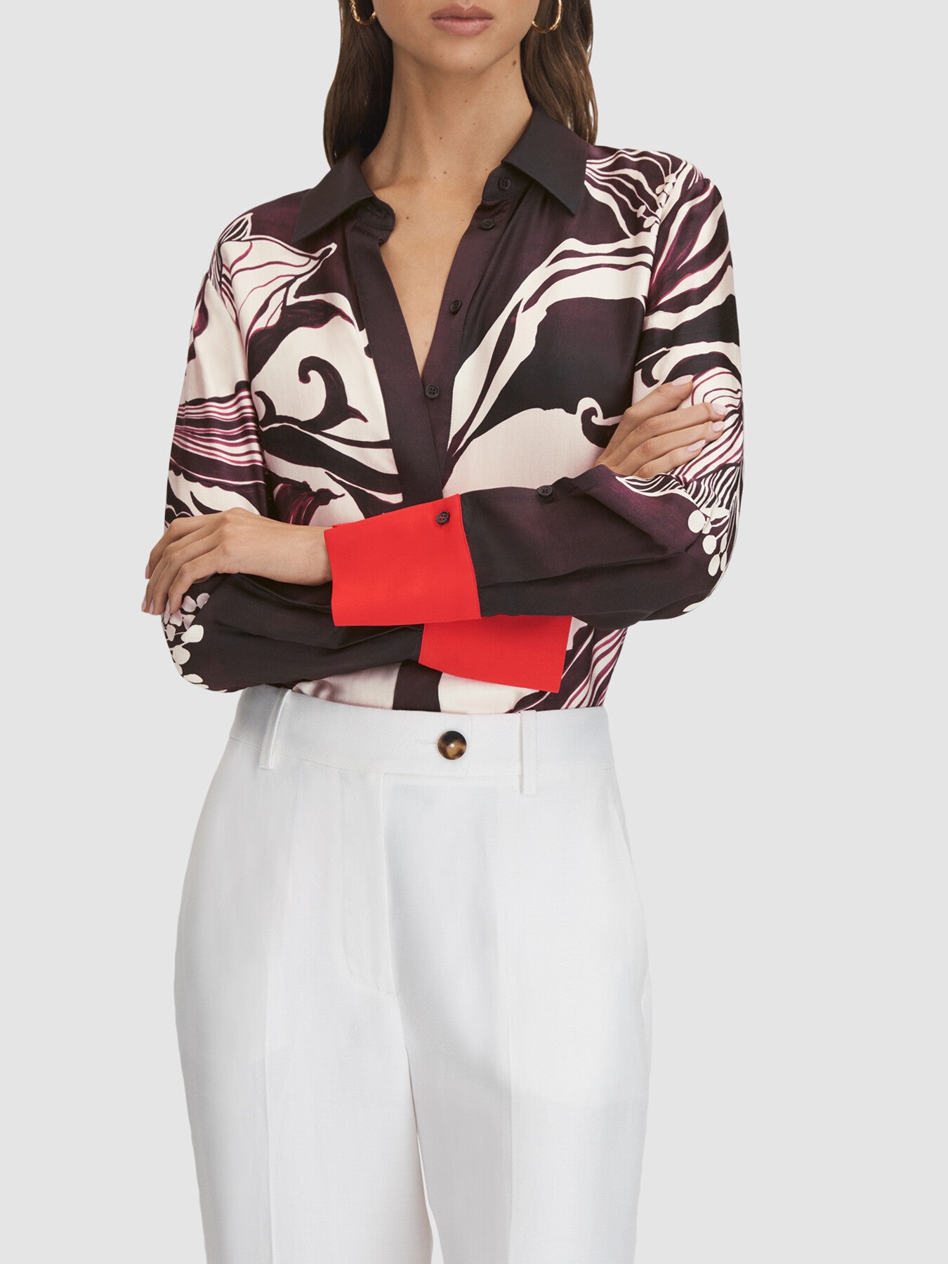 Kari Printed High-Low Button-Through Shirt