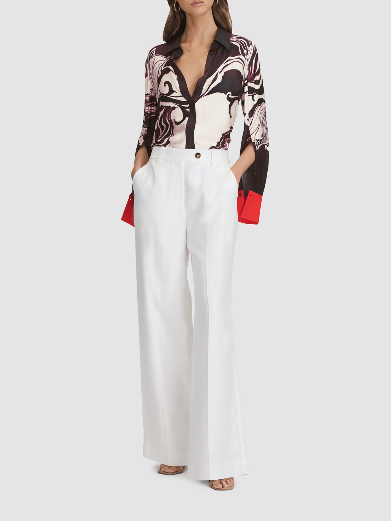 Kari Printed High-Low Button-Through Shirt