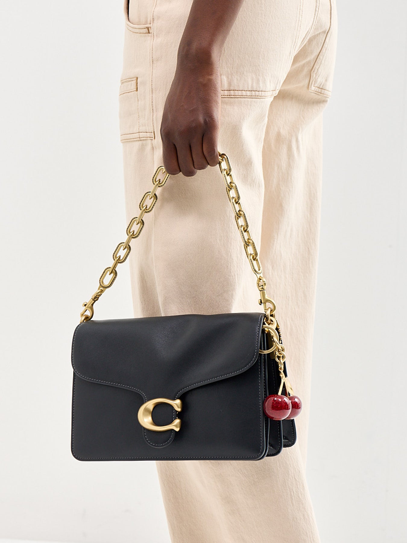Tabby Chain Leather Shoulder Bag Black