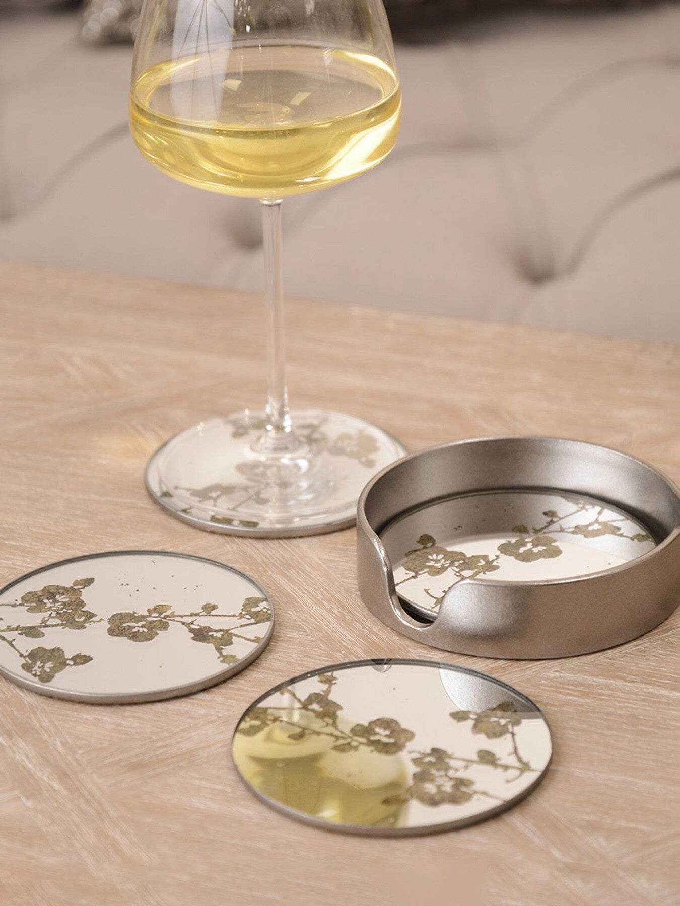 Vienna Antique Gold Set Of 4 Blossom Coasters