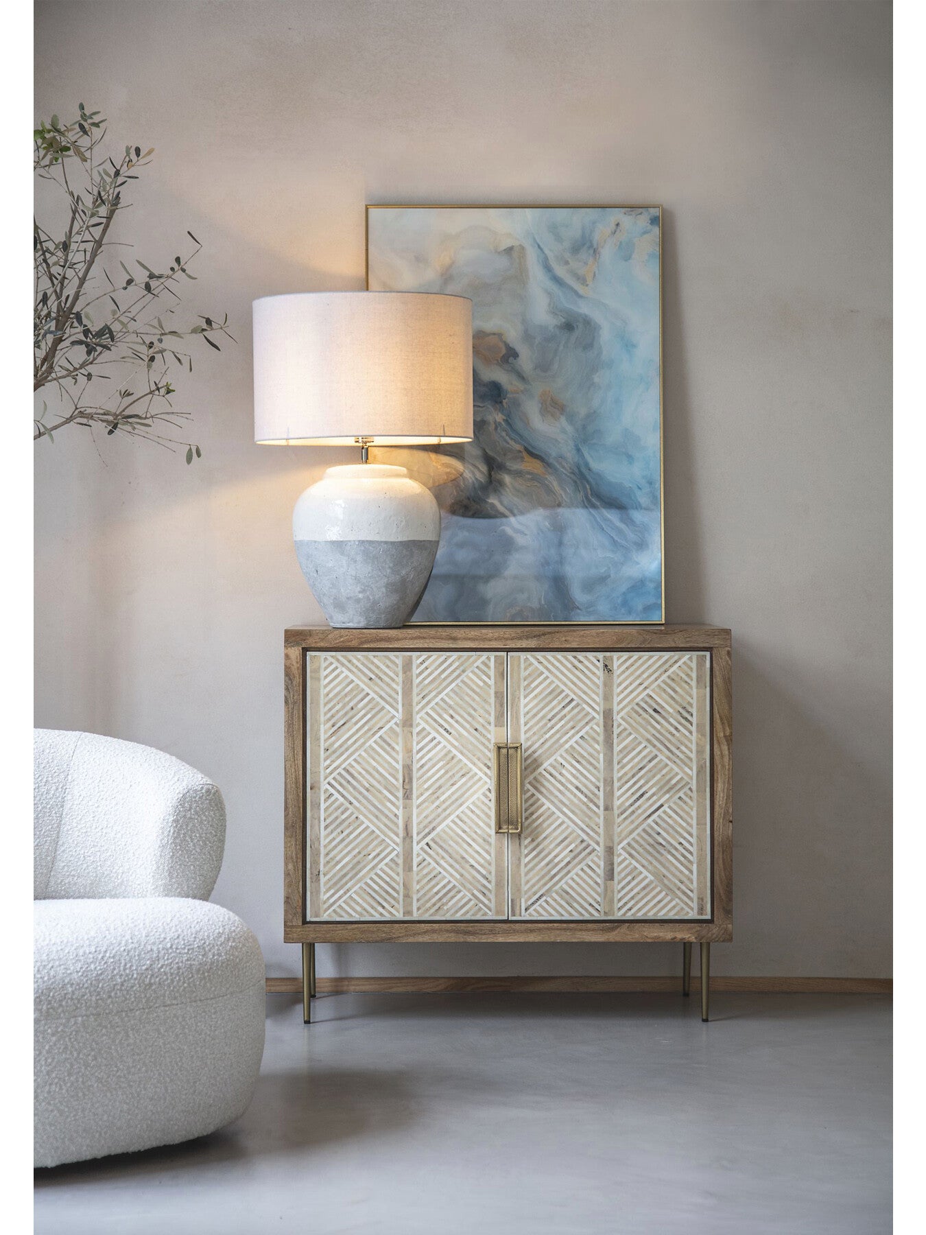 Blue And Gold Marble Effect Glass Wall Art