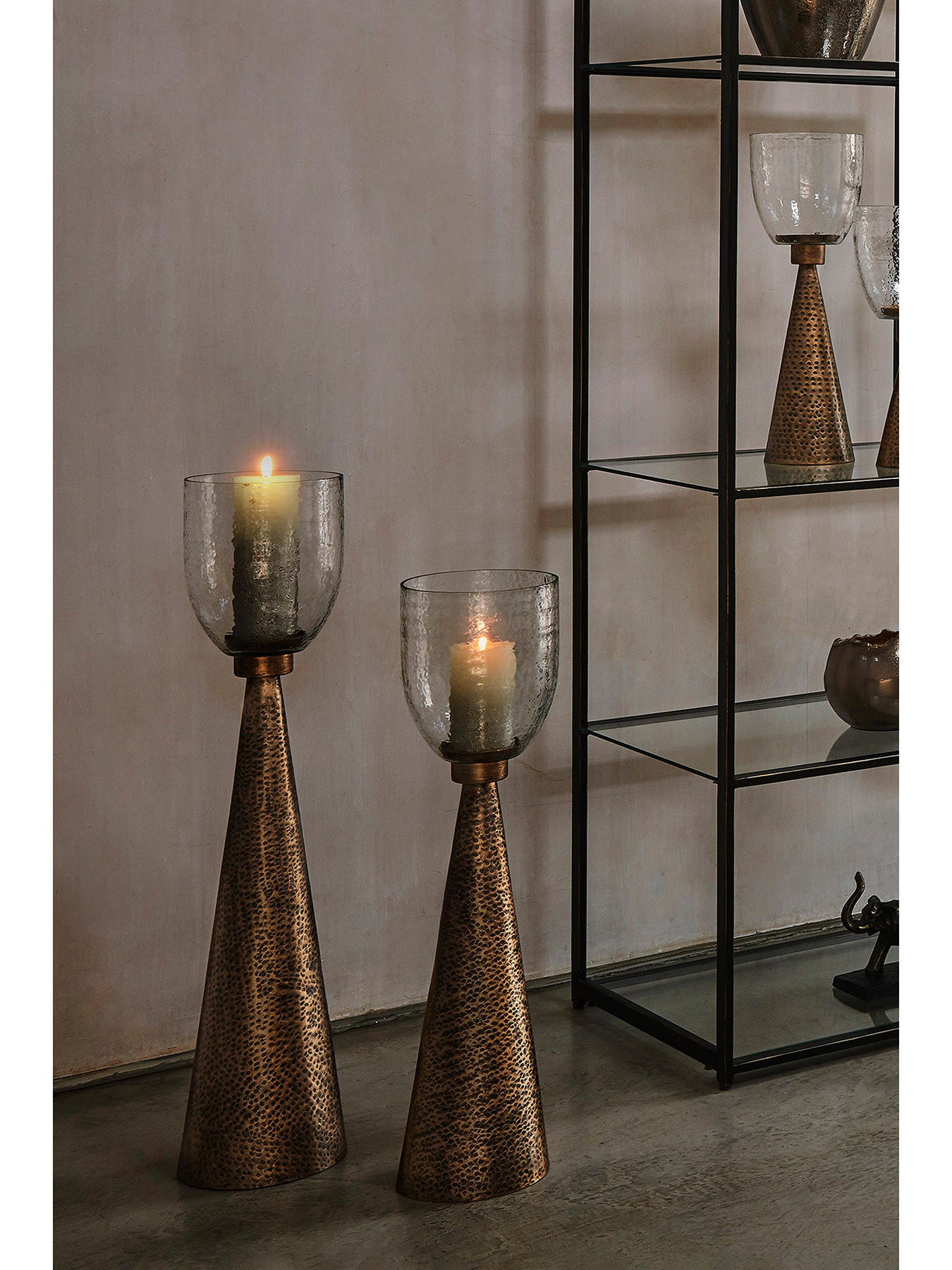 Sandbanks Iron and Hammered Glass Hurricane Large 79cm F