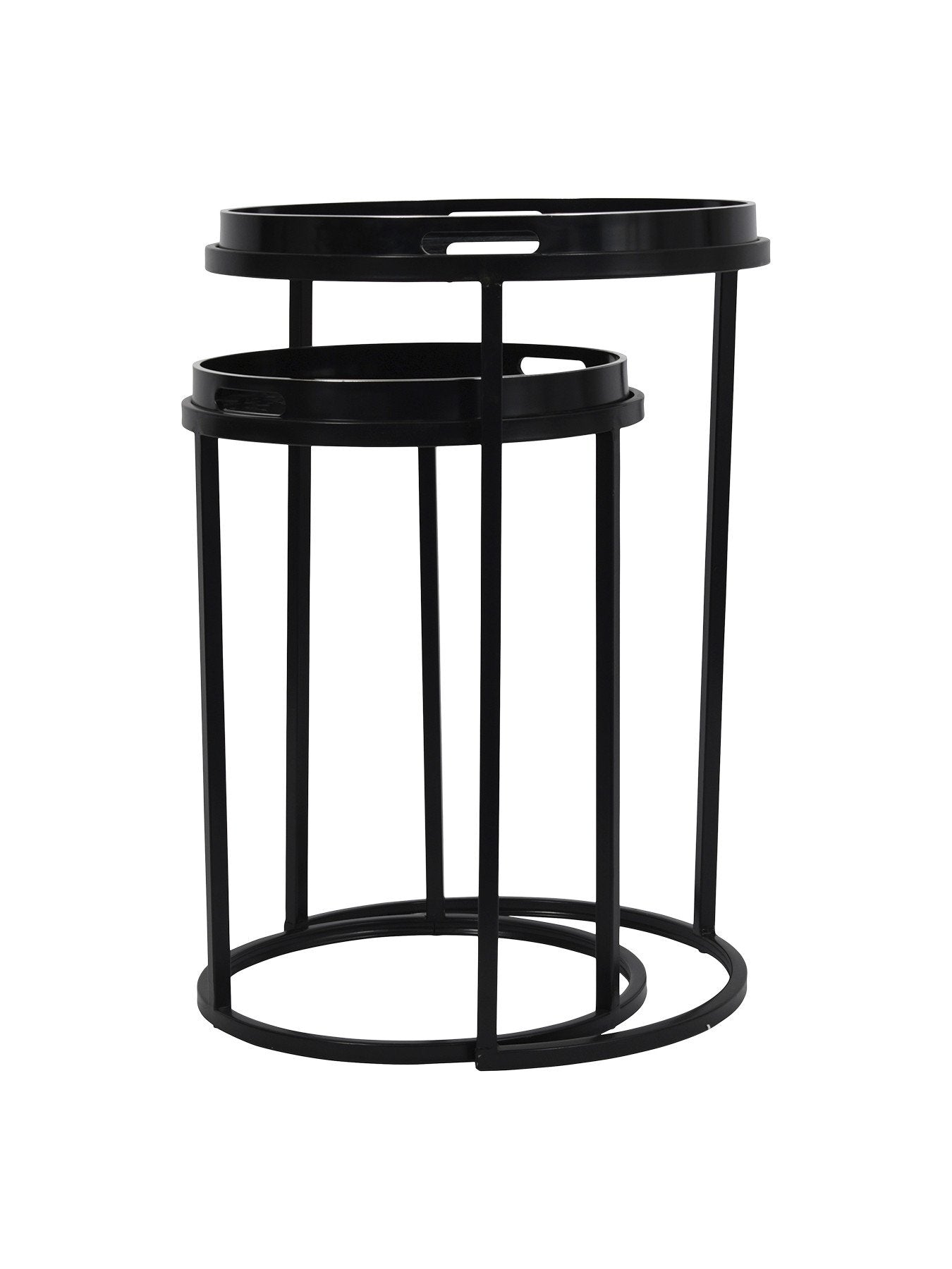 Monochrome Swirl Set of 2 Side Tray Tables