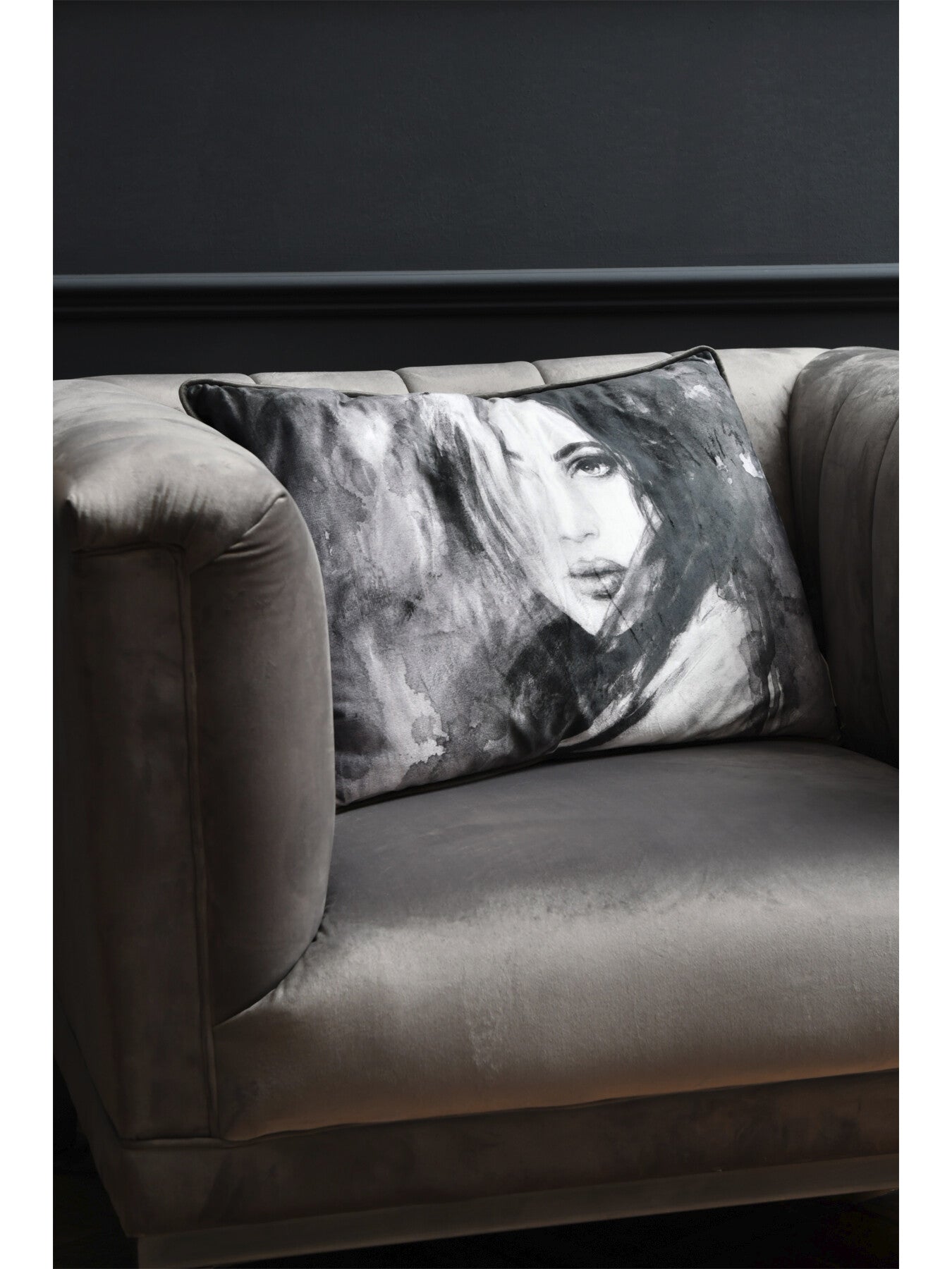 Woman Face Velvet Rectangular Cushion