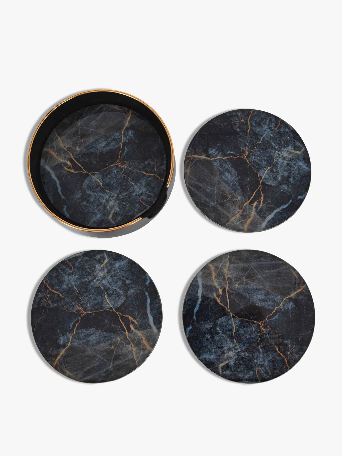Vesuvius Black and Gold Set of 4 Coasters